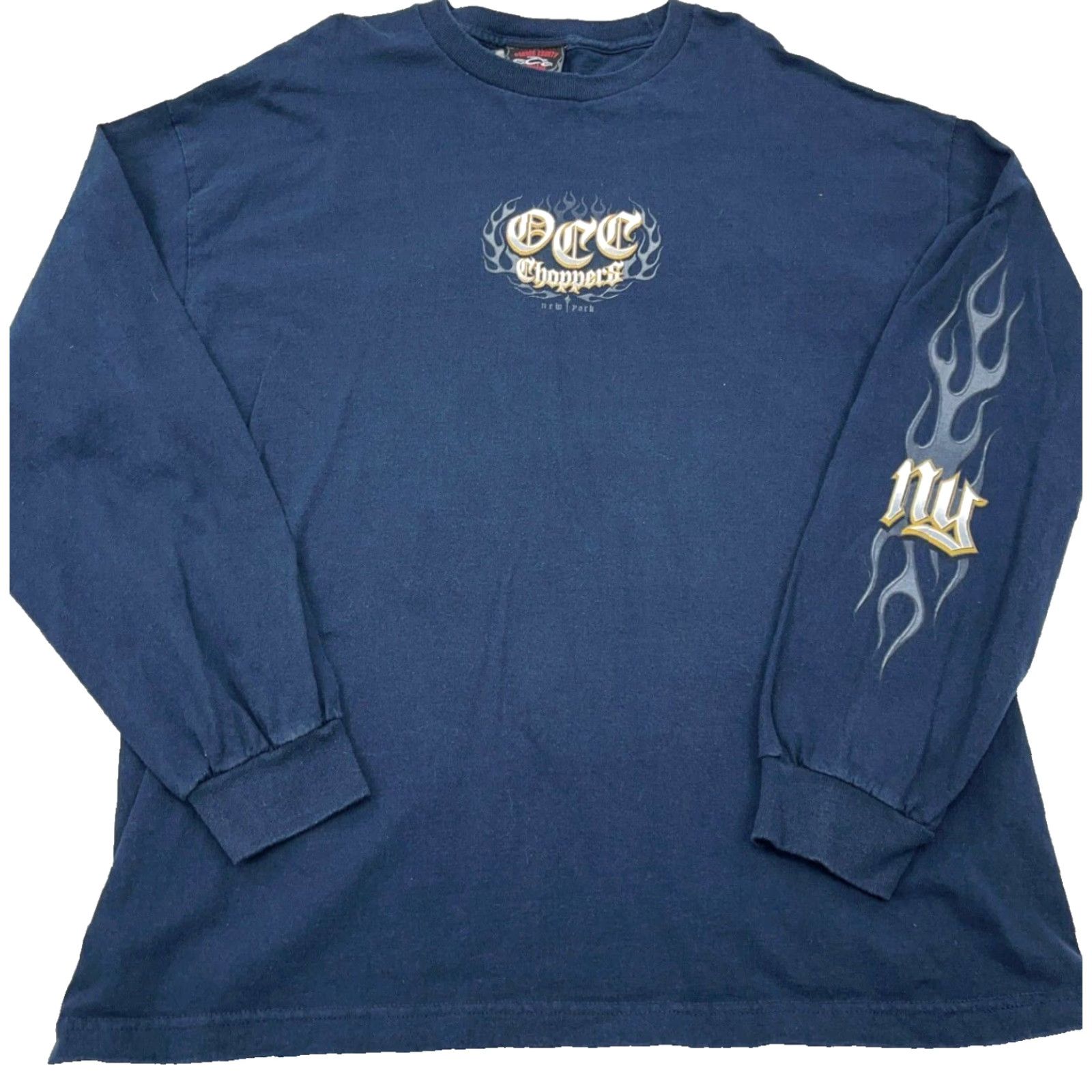 Vintage Vintage Orange County Choppers Shirt Men XL Blue Tee OCC Y2K Fire Flames Tattoo Shirt Size US XL / EU 56 / 4 - 2 Thumbnail