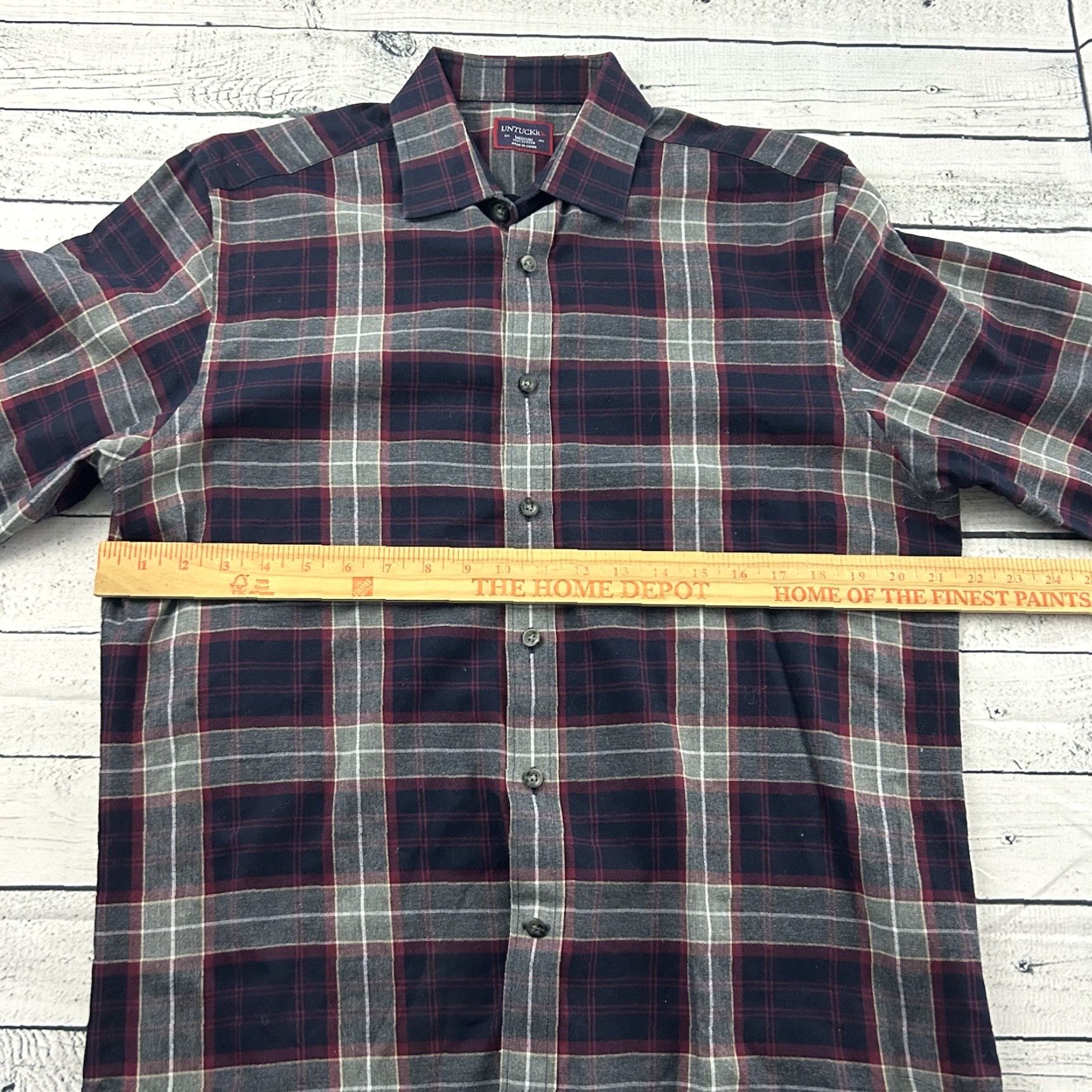 UNTUCKit UNTUCKit Alentejo Long Sleeve Button-Up Plaid Flannel Shirt Men's M Blue Red Size US M / EU 48-50 / 2 - 4 Thumbnail