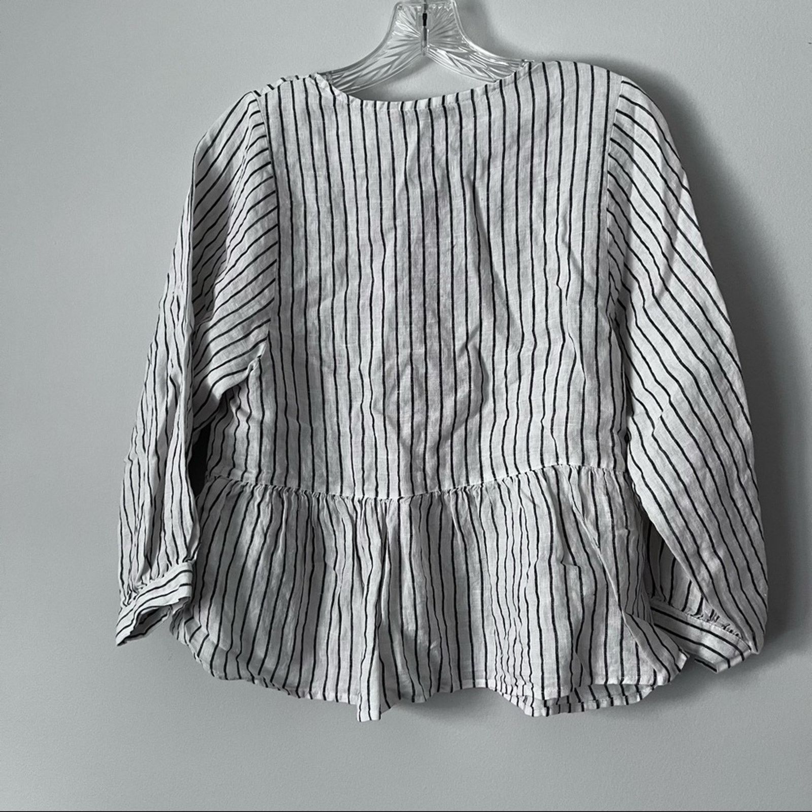 Zara Zara Embroidered Linen Pompom Peplum Top Striped Boho Size S / US 4 / IT 40 - 11 Thumbnail