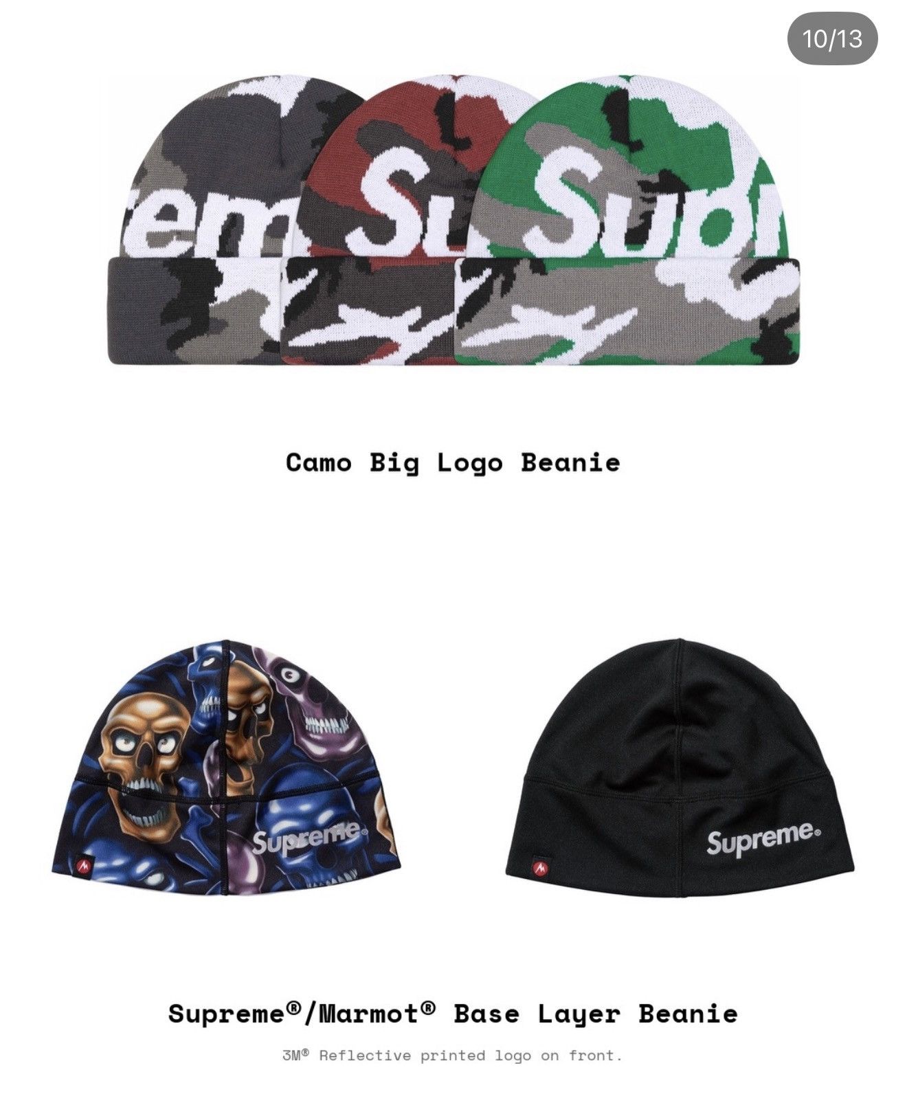 Supreme Supreme x Marmot Base Layer Beanie 'Skull Pile | Grailed