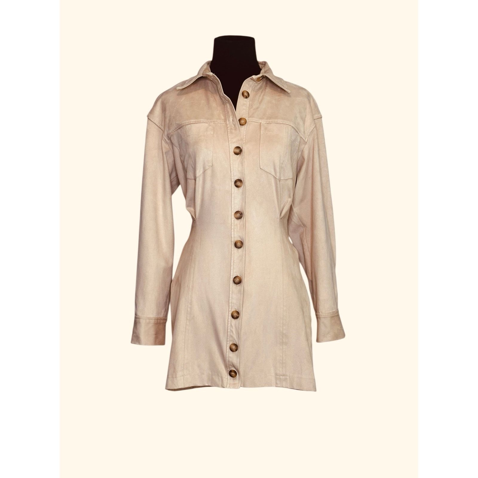 Zara Zara cream suede long sleeves shirt mini dress size Small Size S / US 4 / IT 40 - 13 Thumbnail