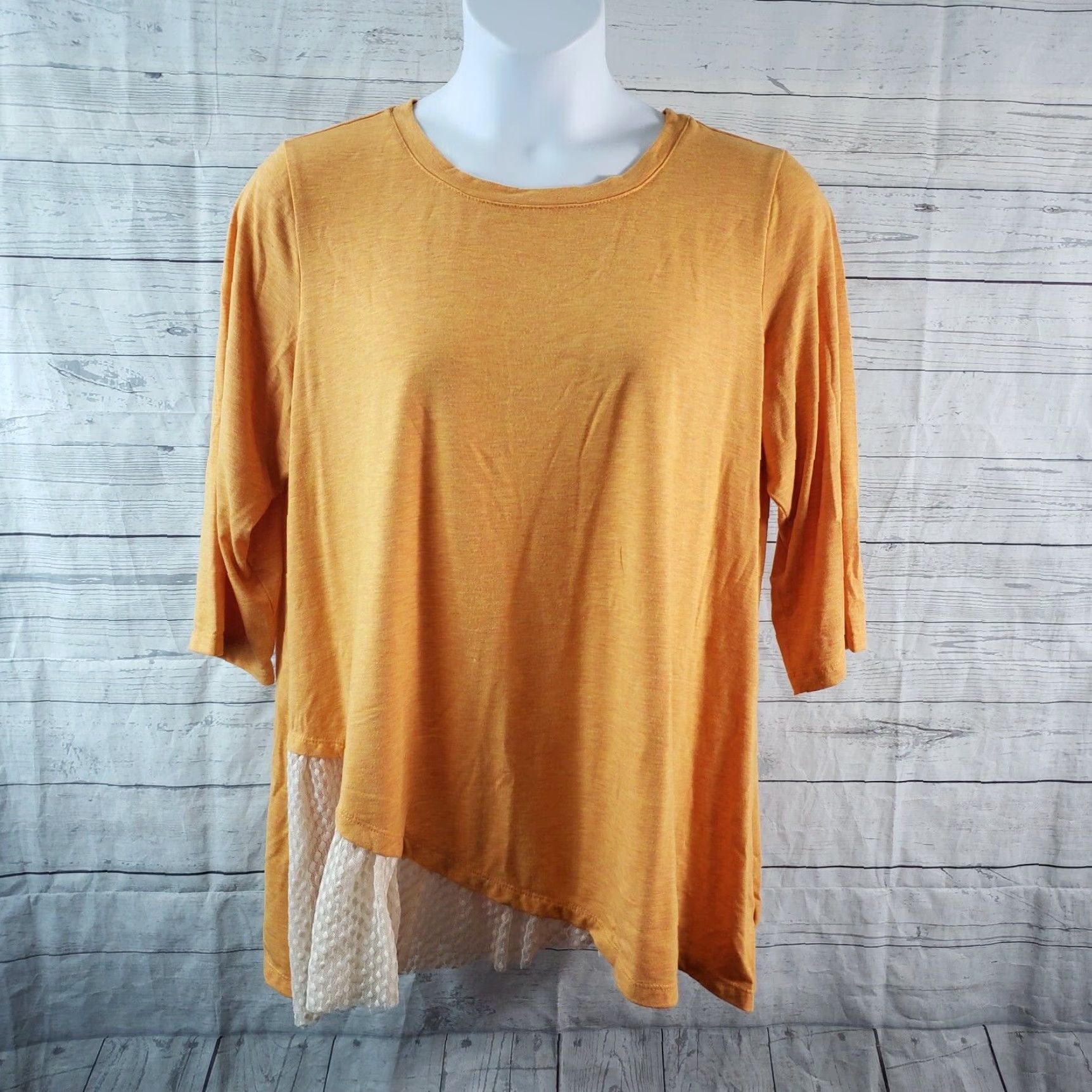 Vintage LOGO by Lori Goldstein Womens Top 2X Orange 3/4 Sleeve Pullover Blouse Shirt Women Size XXL / US 16-18 / IT 52-54 - 2 Thumbnail