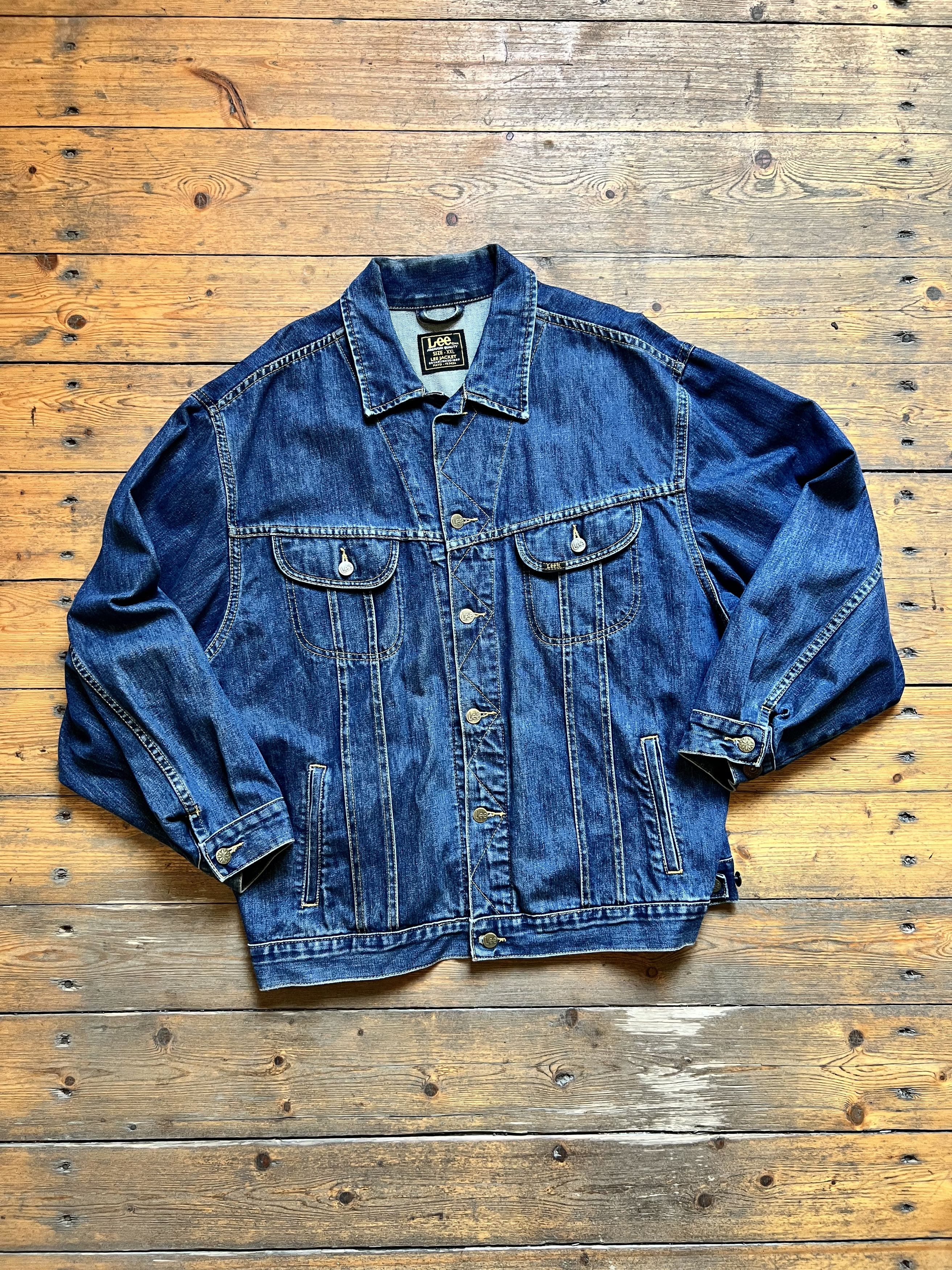 Lee Lee Vintage Heavy Trucker Denim NFS Fade Jacket Bomber Size US XXL / EU 58 / 5 - 1 Thumbnail