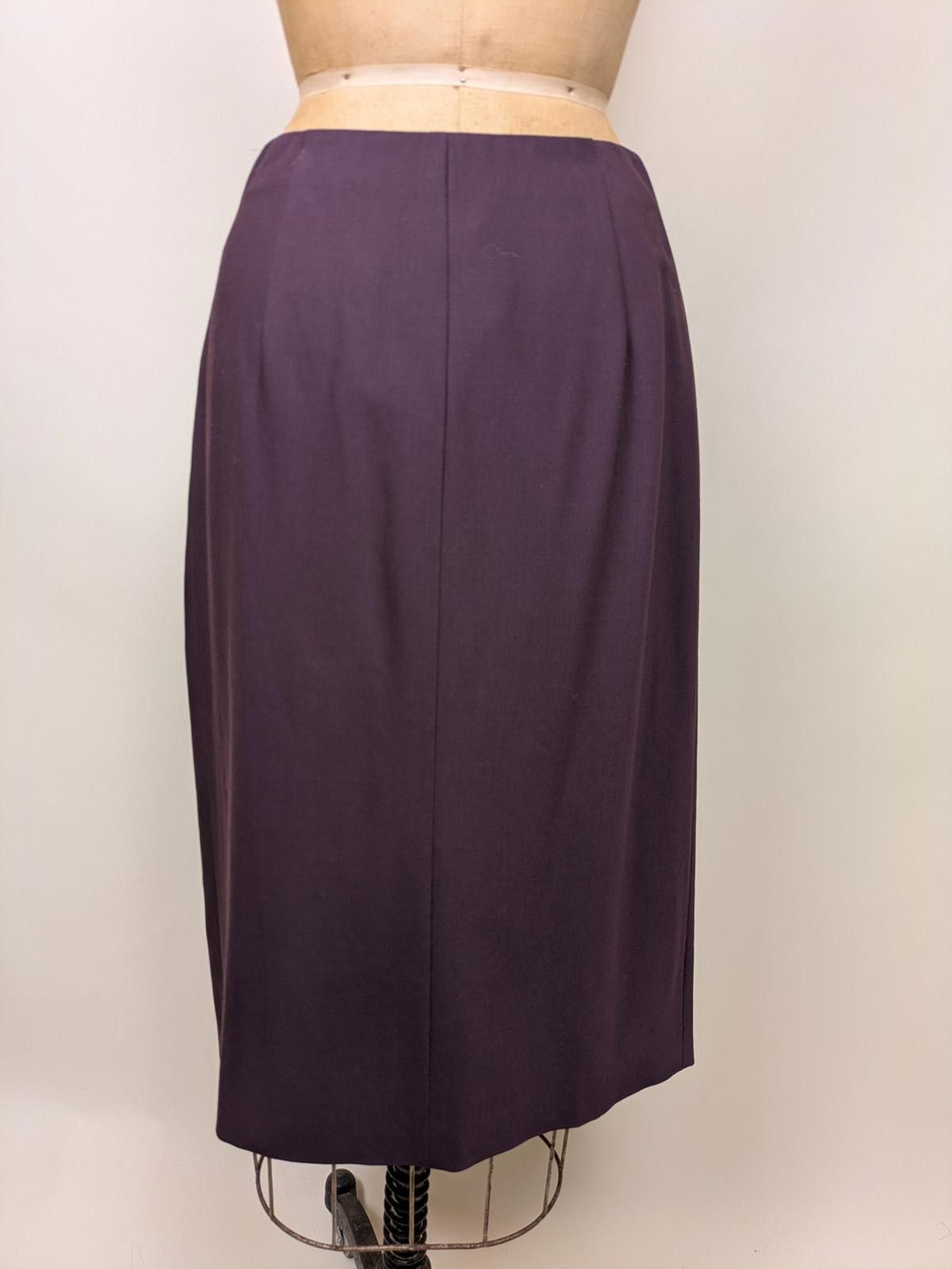Emporio Armani Y2K Armani wool aubergine gathered slit skirt Size 28" / US 6 / IT 42 - 4 Thumbnail