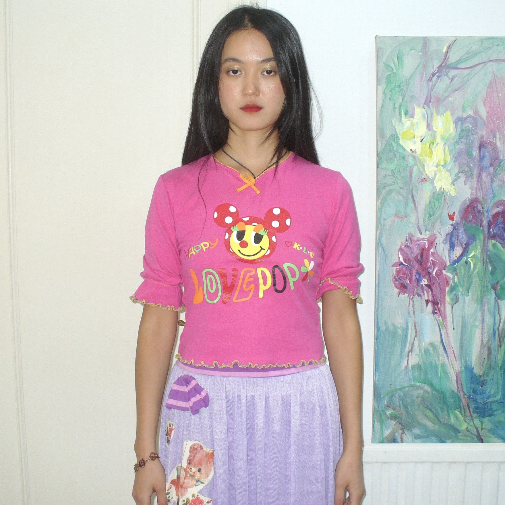 Japanese super cute half-sleeve top