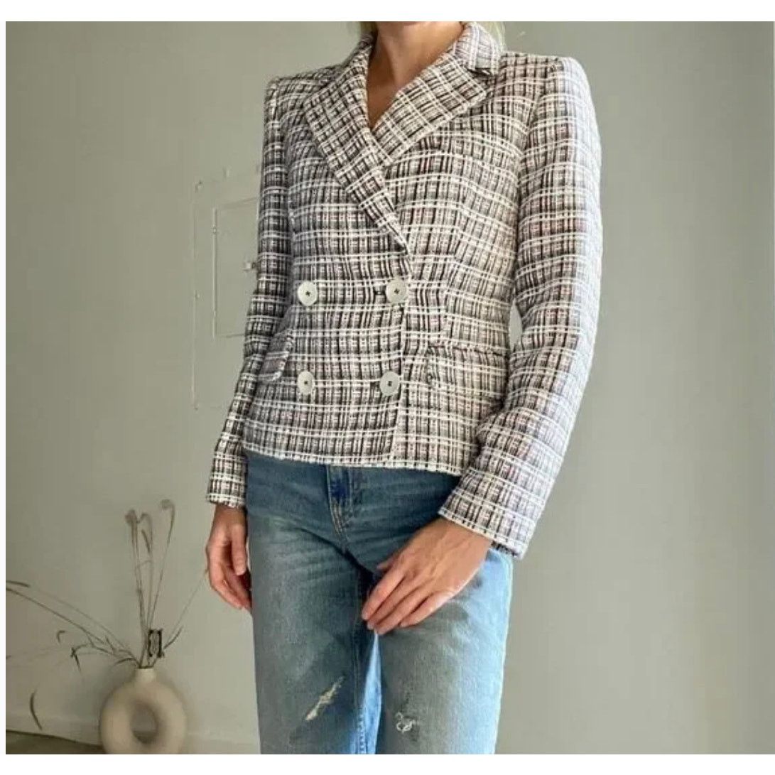 Zara Zara double breasted textured weave jacket blazer Size L / US 10 / IT 46 - 5 Thumbnail
