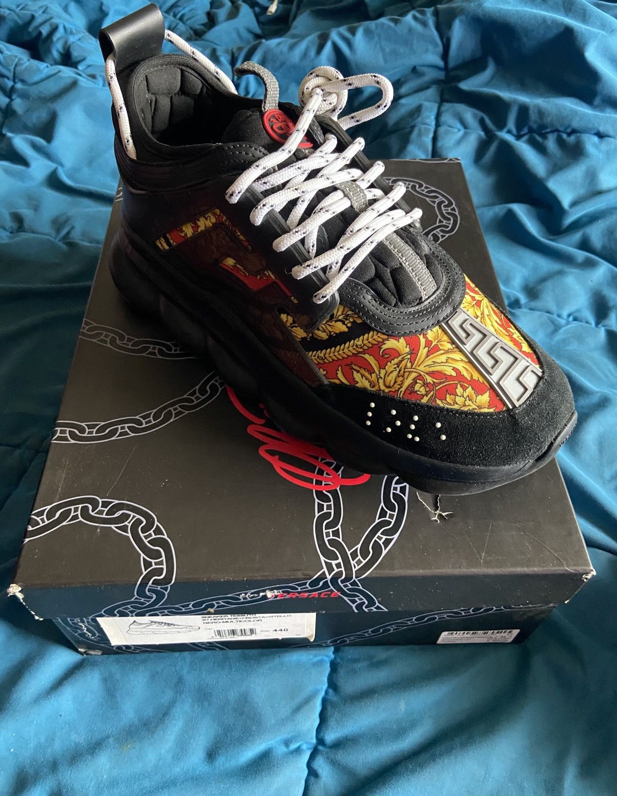 Versace Chain Reaction Barocco Print Mens size 44/11 OG all
