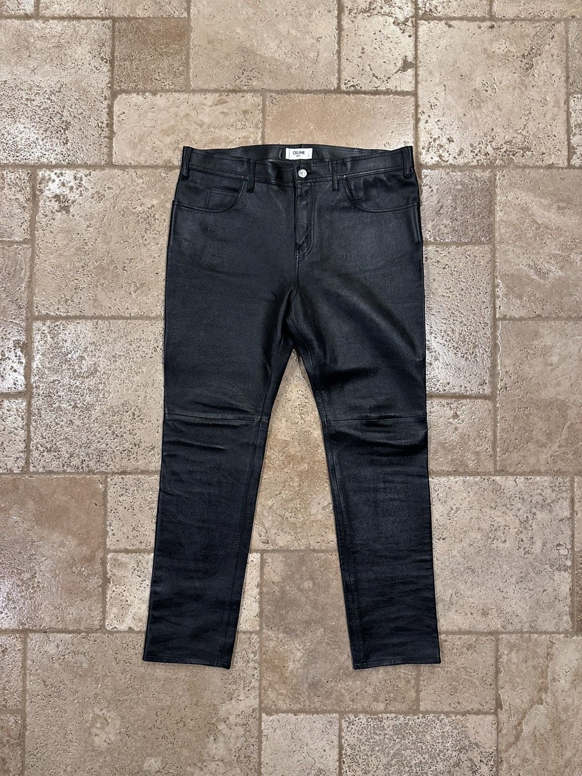 Celine Celine x Hedi Slimane Black Lambskin Leather Pants Size US 34 / EU 50 - 17 Thumbnail
