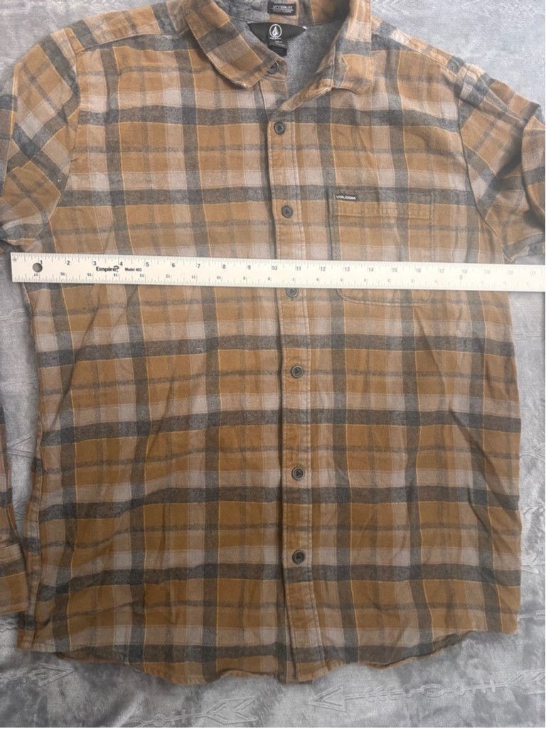 Volcom Men's Volcom Flannel Shirt Size M Brown Gray Plaid Size US M / EU 48-50 / 2 - 2 Thumbnail
