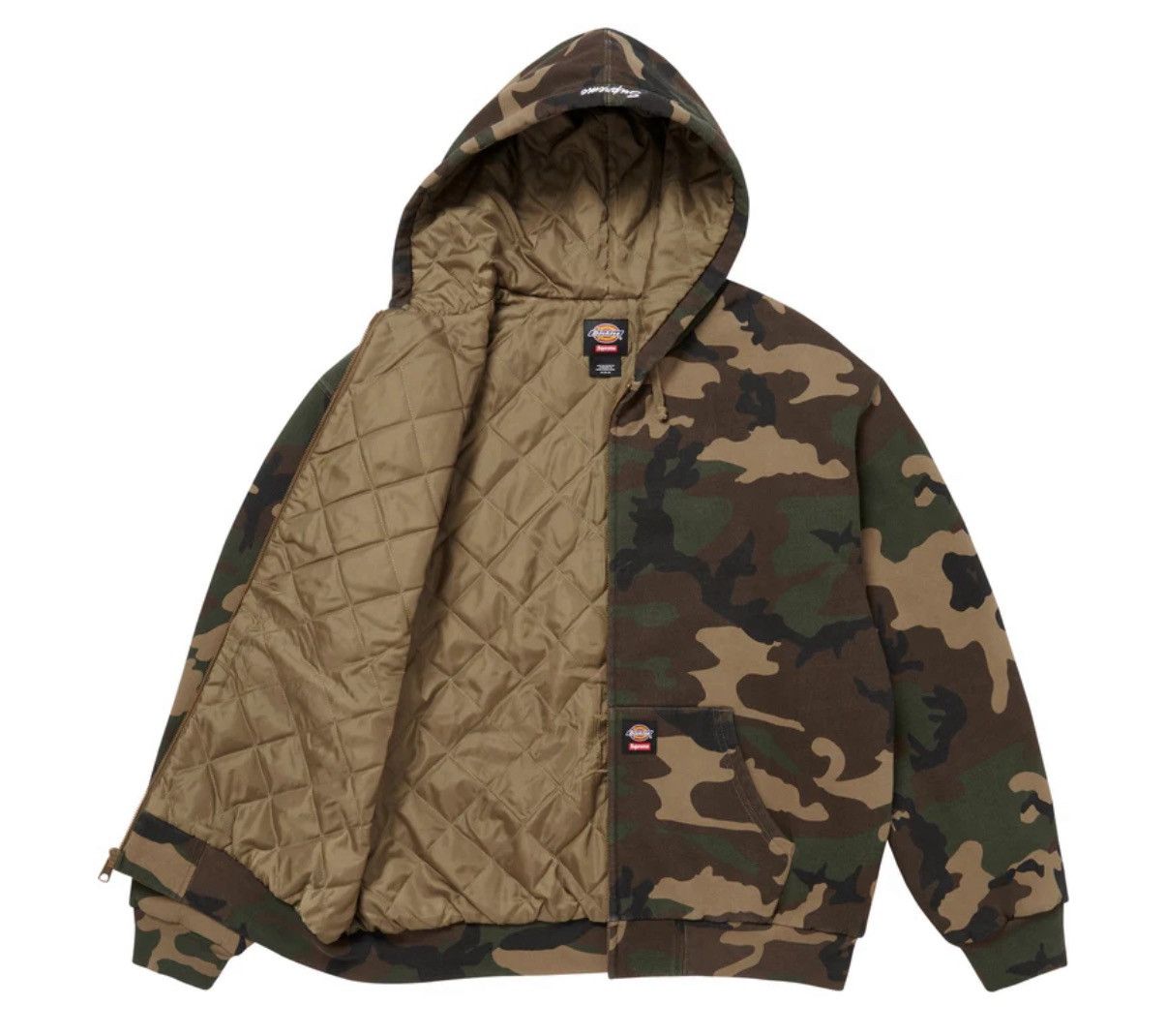 Supreme®/Dickies® Quilted Lined Zip Up Hooded Sweatshirt