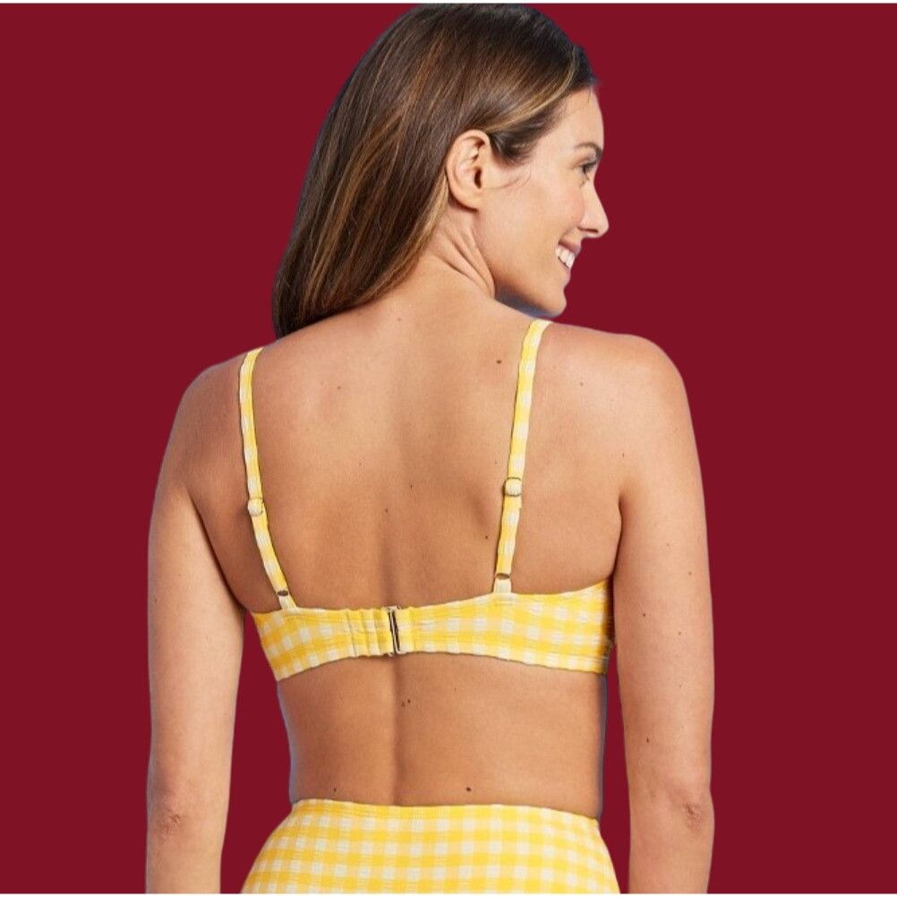 Other Kona Sol - Women's Textured Gingham Triangle Bikini Top - Ye Size ONE SIZE - 2 Thumbnail