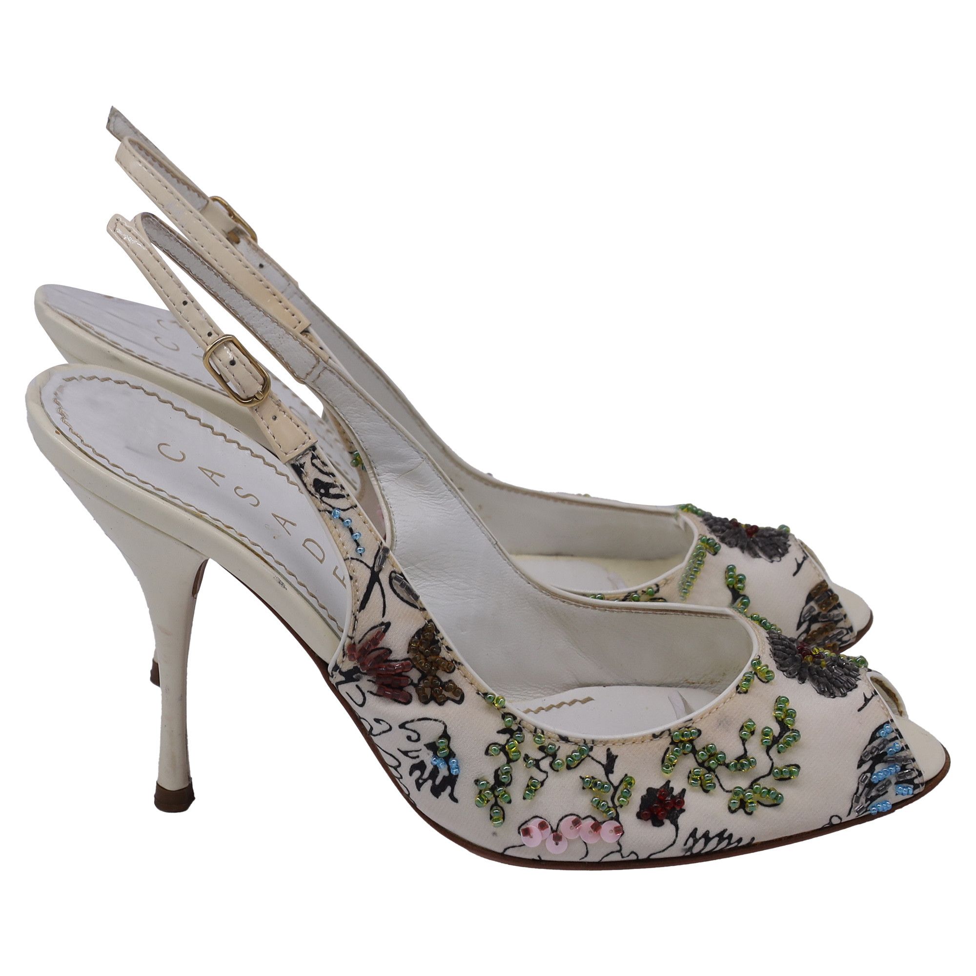 Casadei Casadei Embellished Slingback Peep-Toe Pumps in Multicolor Size US 6 / IT 36 - 1 Thumbnail
