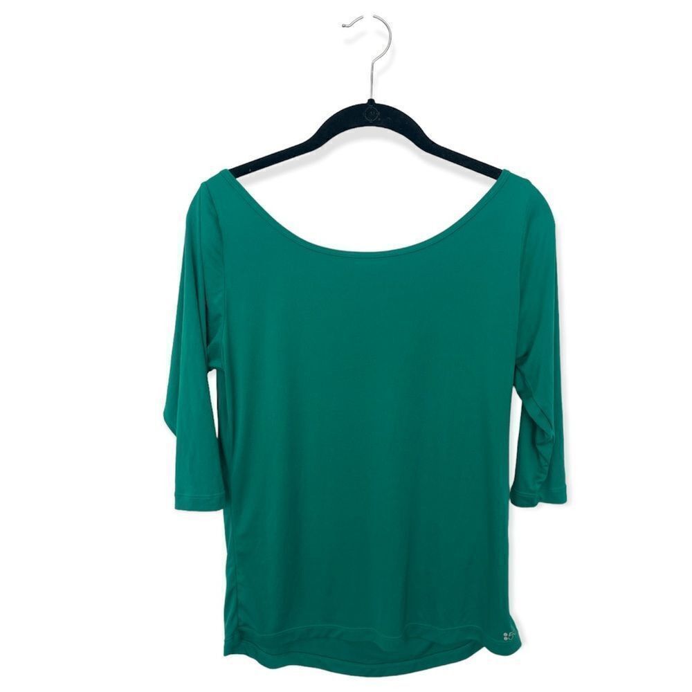 Splits59 Splits59 XS Green 3/4 Sleeve Active Top – Open Draped Back Y Size XS / US 0-2 / IT 36-38 - 2 Thumbnail