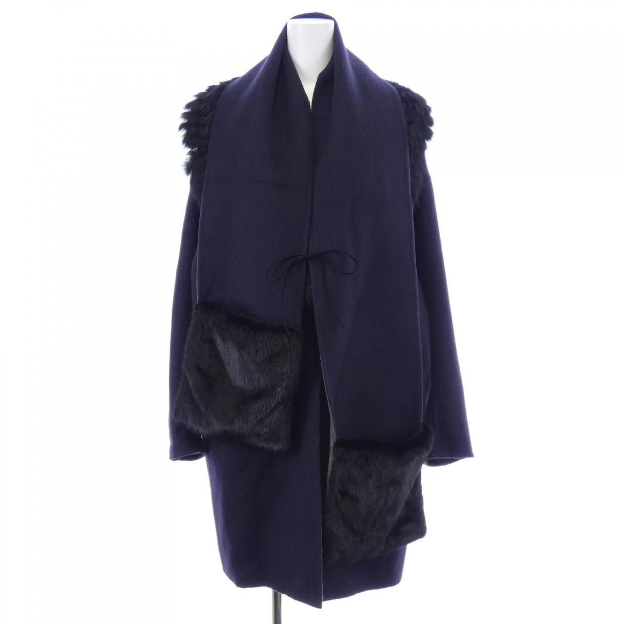 Fendi Fendi FFP067 L59 Cashmere Coat Natural Material Outerwear FFP067L59 DUTY FREE for USA