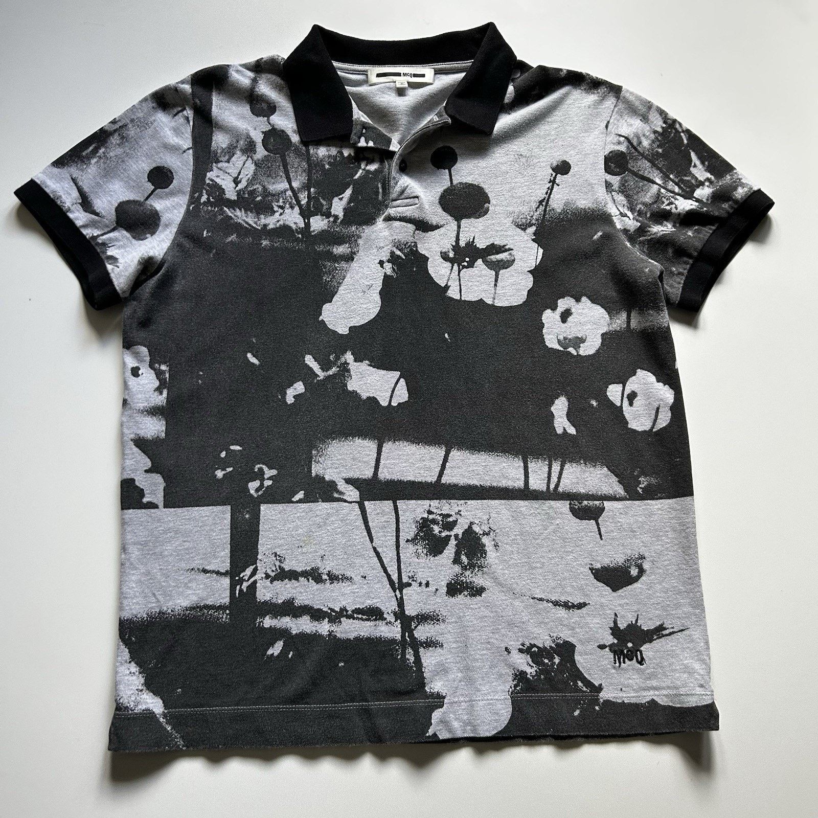 McQ Alexander McQueen Polo Shirt Size Large Y2K Floral Rare