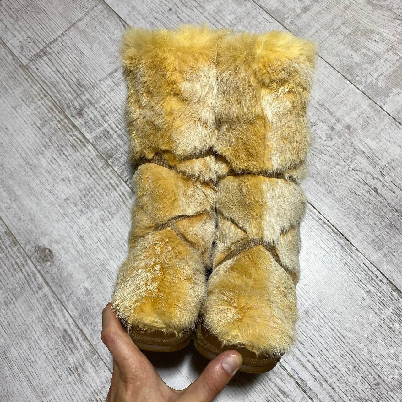 Flux Vintage Y2K Fluxa Rabbit Fur Boots Size US 7 / IT 37 - 3 Thumbnail