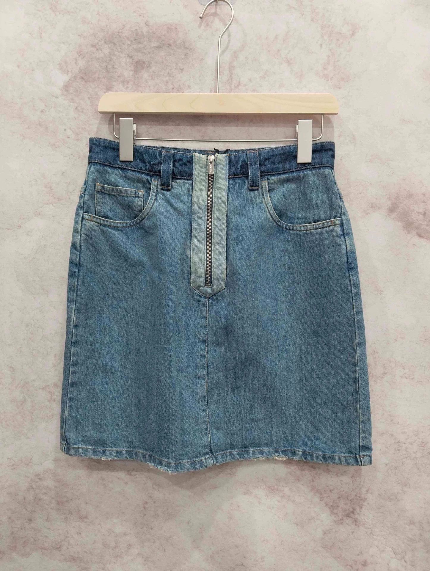 Miu Miu MIUMIU Denim Mini Skirt 42 Size 28" / US 6 / IT 42 - 1 Thumbnail
