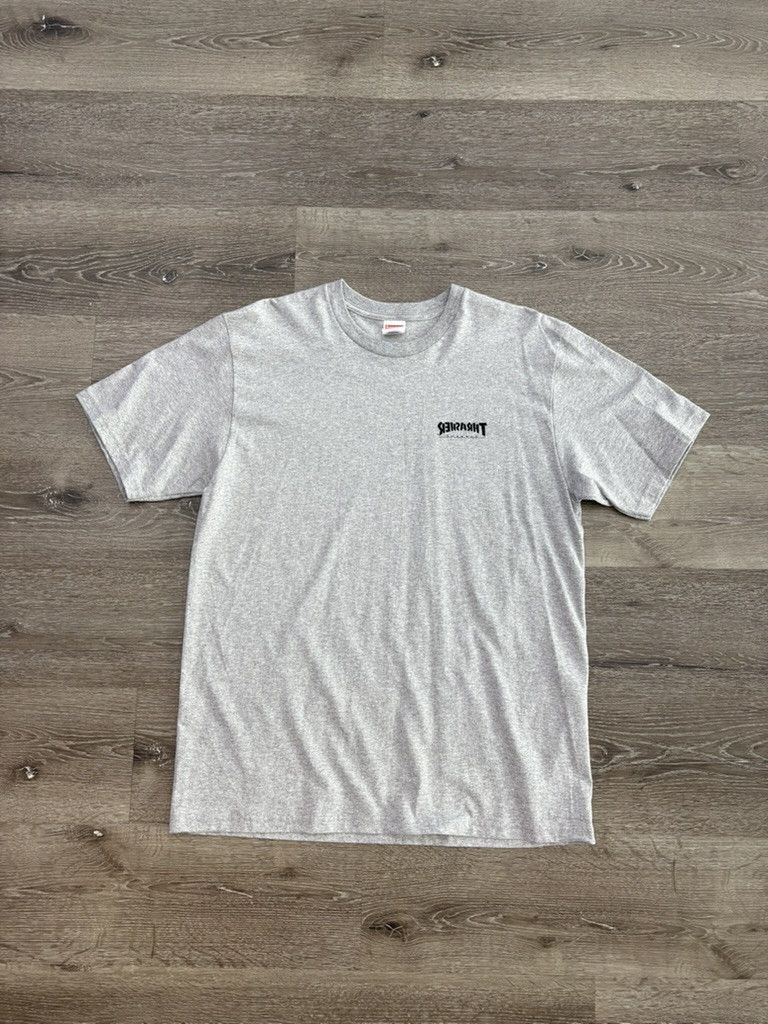 Supreme Thrasher Cross Tee Heather Grey Supreme Thrasher Cross Tee