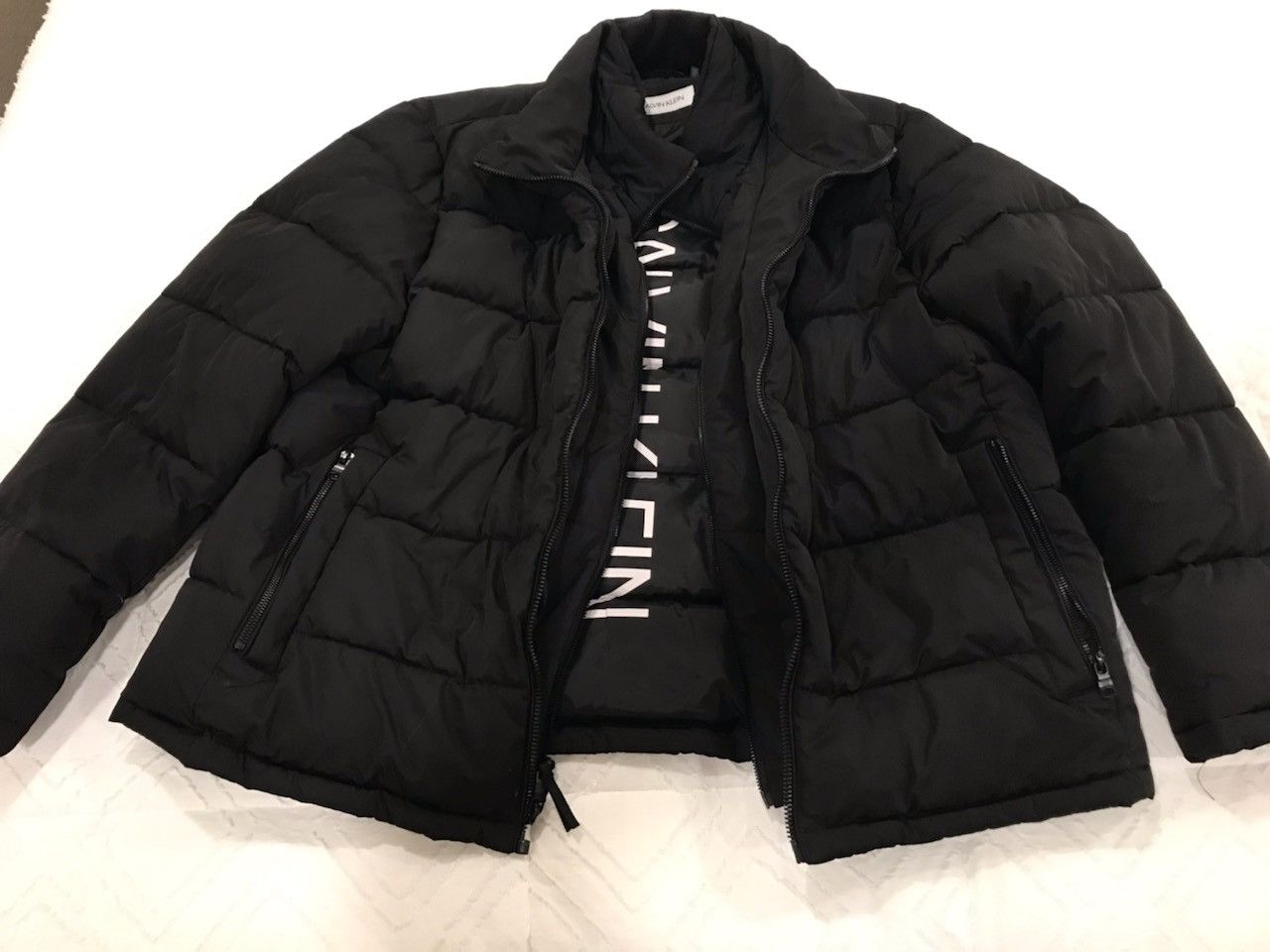 Calvin Klein Calvin Klein Men's Black Full-Zip Collared Down Puffer Size US XL / EU 56 / 4 - 1 Thumbnail
