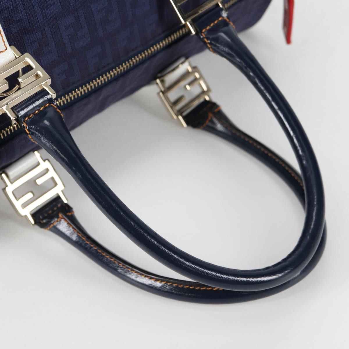 Fendi FENDI Zucchino Canvas Boston Bag Navy Gold Size ONE SIZE - 7 Thumbnail