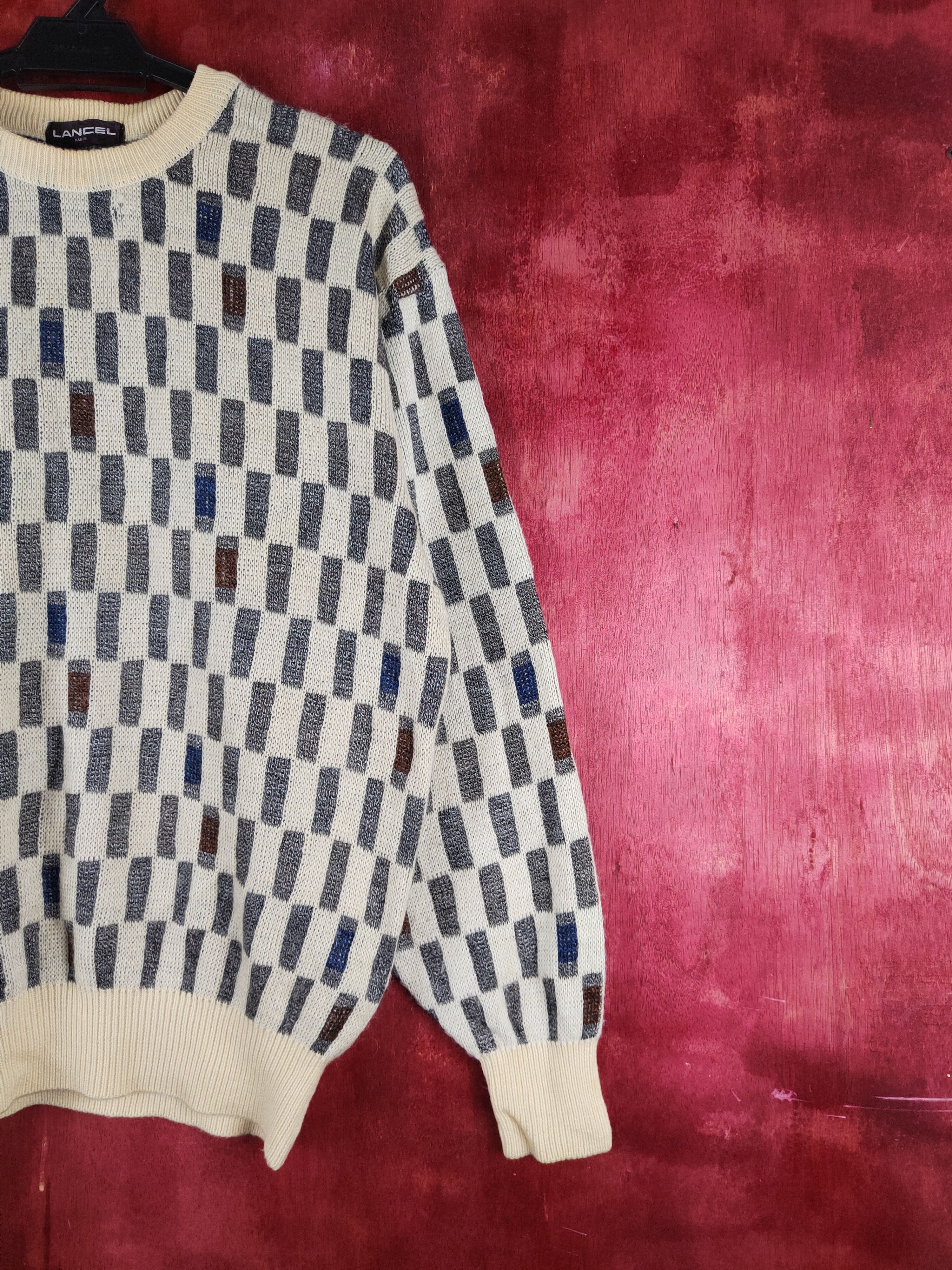 Lancel Lancel vintage checkered Cream Knitwear Sweatshirts #S2352 Size US L / EU 52-54 / 3 - 5 Thumbnail