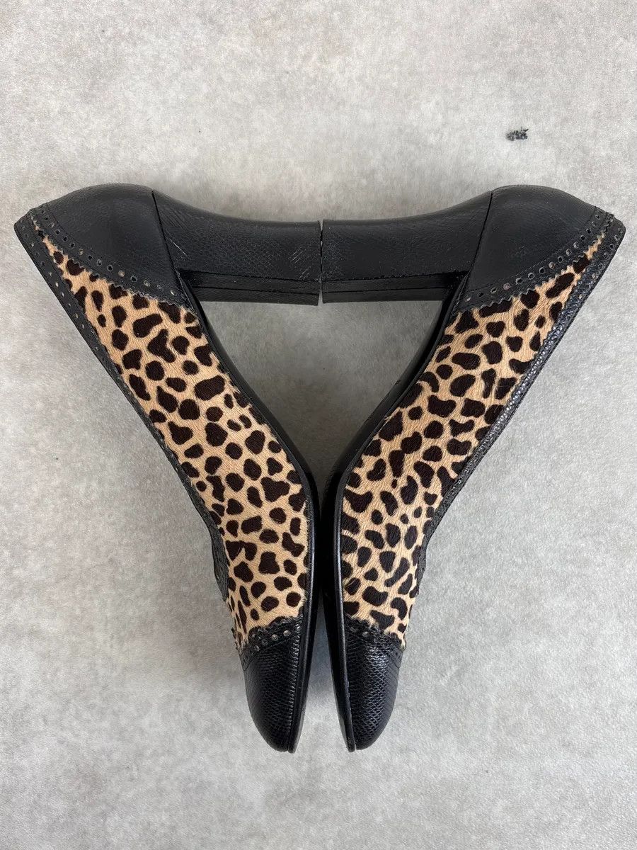 Vintage 1990s Gianni Versace Teal Leopard Pony Hair Pumps Heels Size US 8 / IT 38 - 5 Thumbnail