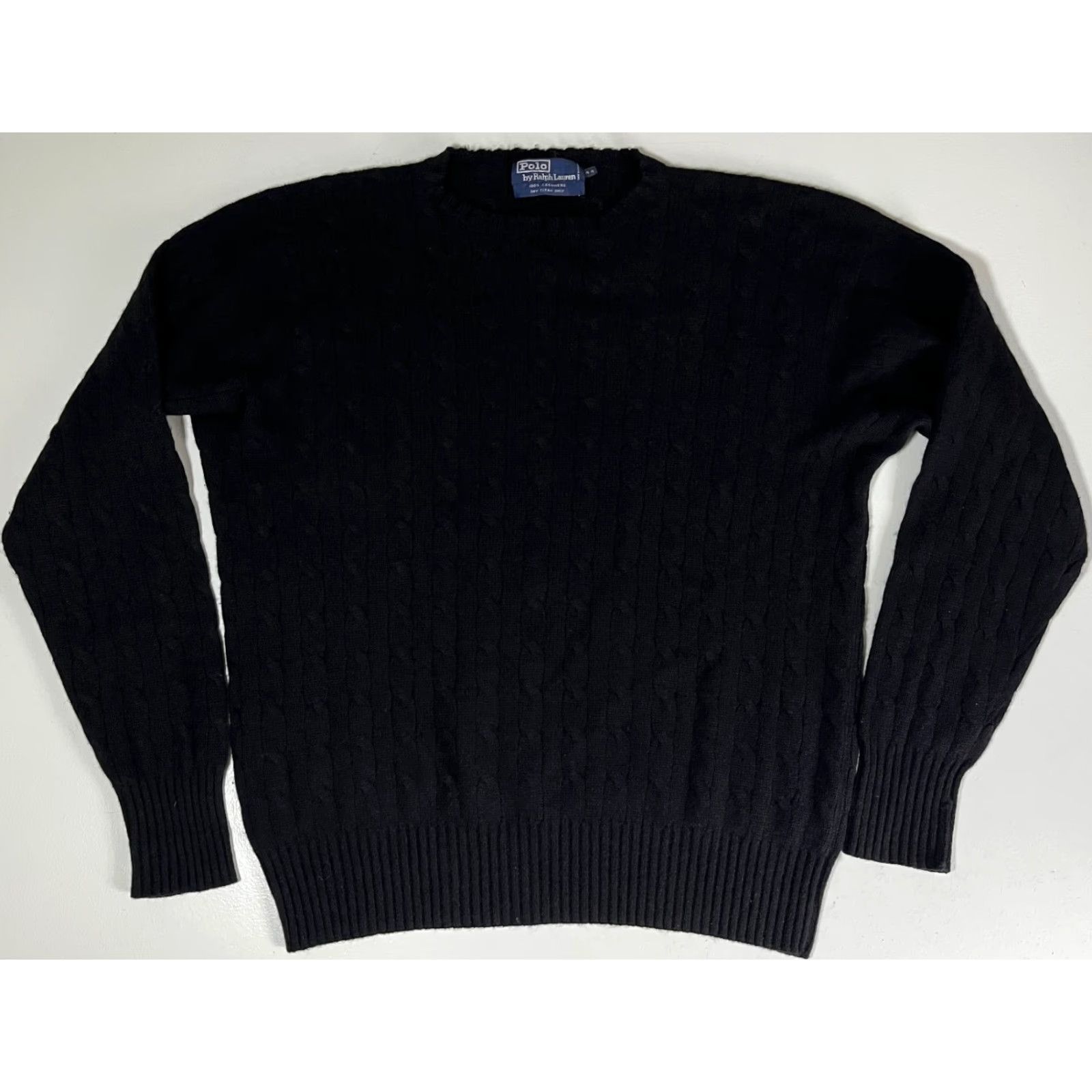 Polo Ralph Lauren MEN'S VINTAGE Polo Ralph Lauren Cable Knit Cashmere Sweater Black Sz 44 L US Size US L / EU 52-54 / 3 - 3 Thumbnail