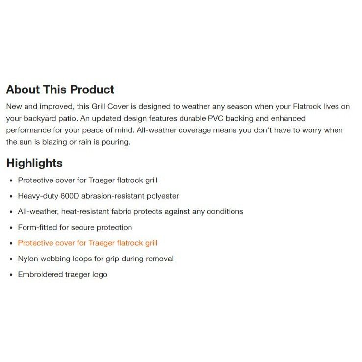 Designer Traeger Flatrock Grill Cover BAC758. Heavy Duty Abrasion Res Size ONE SIZE - 9 Thumbnail