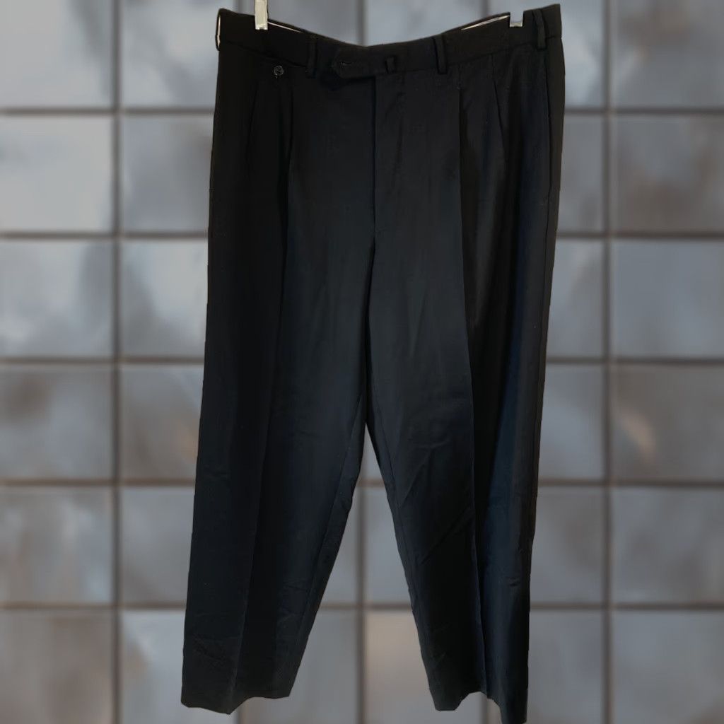 Faconnable Faconnable Men's Dress Pants 42x32.5 Wool Pleated Trousers Black  Business Formal Suiting | Grailed