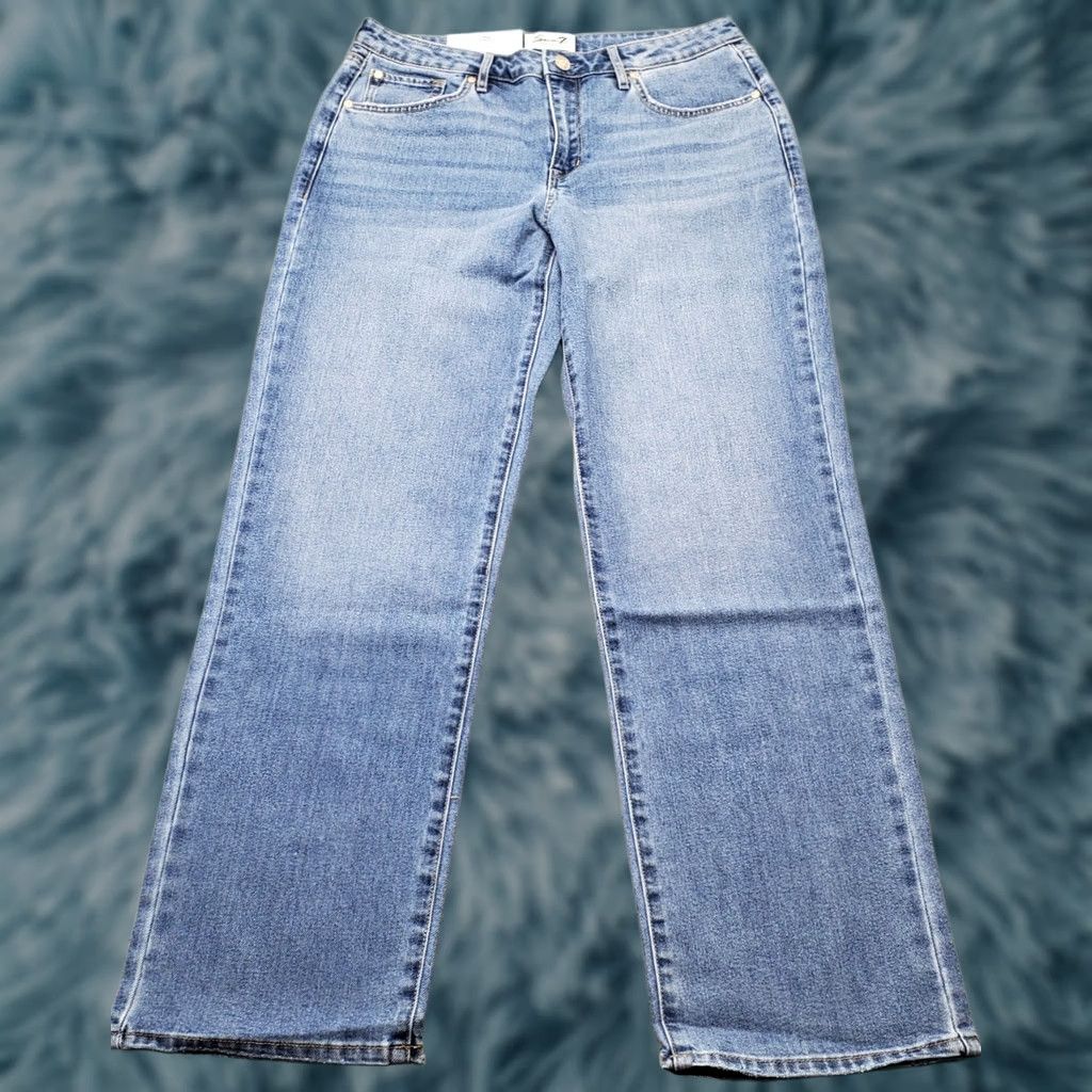 Vintage Seven7 Jeans Womens Size 6 Blue Denim Premium High Rise Loose Straight Leg MY10341DE Jeans Womens 6 Blue Denim Straight 30.5 Inseam 42" Outseam NWT Size 28" / US 6 / IT 42 - 1 Thumbnail