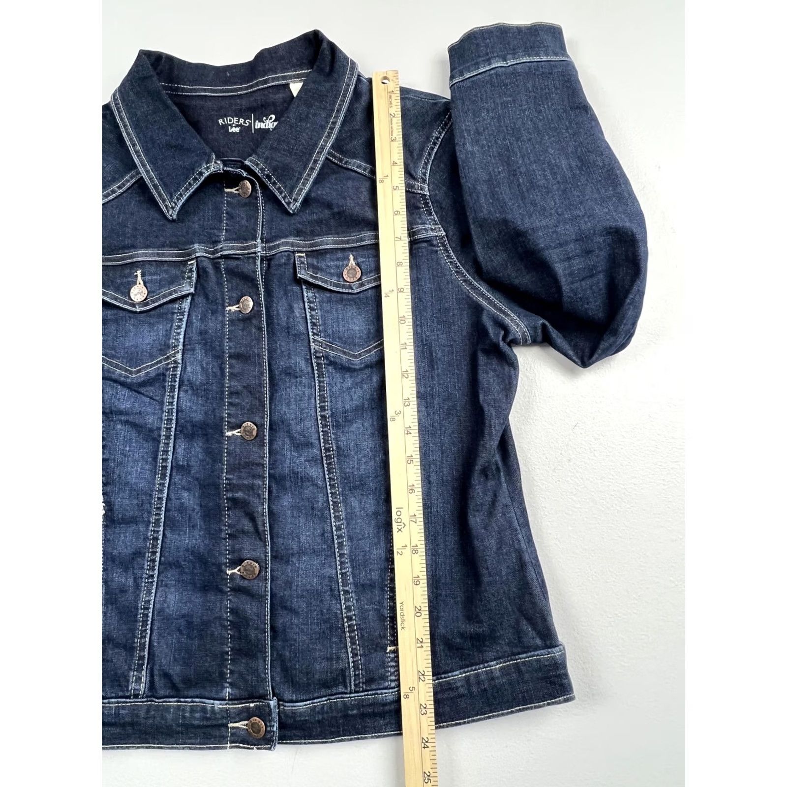 Vintage Riders by Lee Denim Jacket Womens XL Blue Button Front Trucker Pockets Size XL / US 12-14 / IT 48-50 - 6 Thumbnail