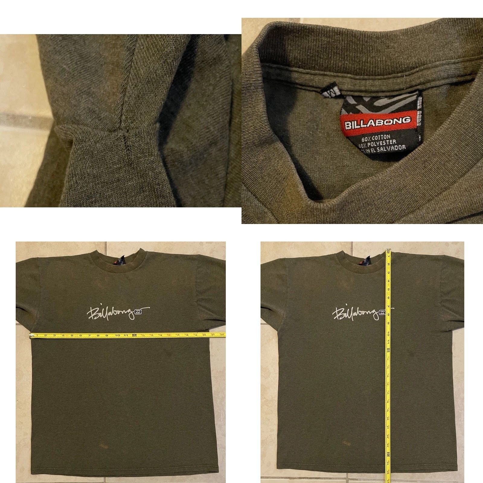 Quiksilver VINTAGE Billabong Faded Distress Shirt S Mens Short Sleeve Green 90s Y2K Surf Skate Grunge Rusty Hurley Ocean Pacific Thrashed Distressed Graphic Tee Size US S / EU 44-46 / 1 - 10 Thumbnail