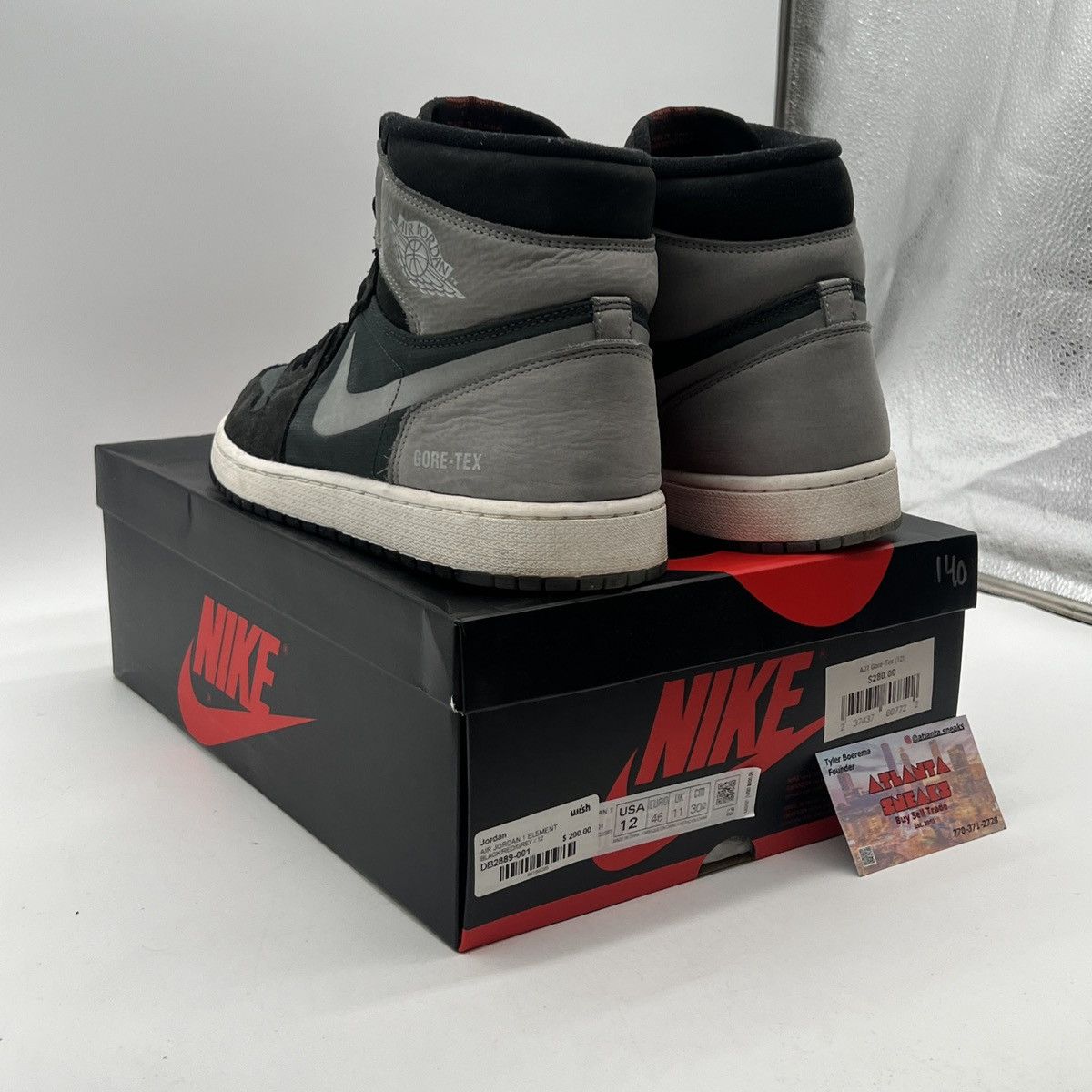 Nike Air Jordan 1 high element gore Tex black particle grey Size US 12 / EU 45 - 4 Thumbnail