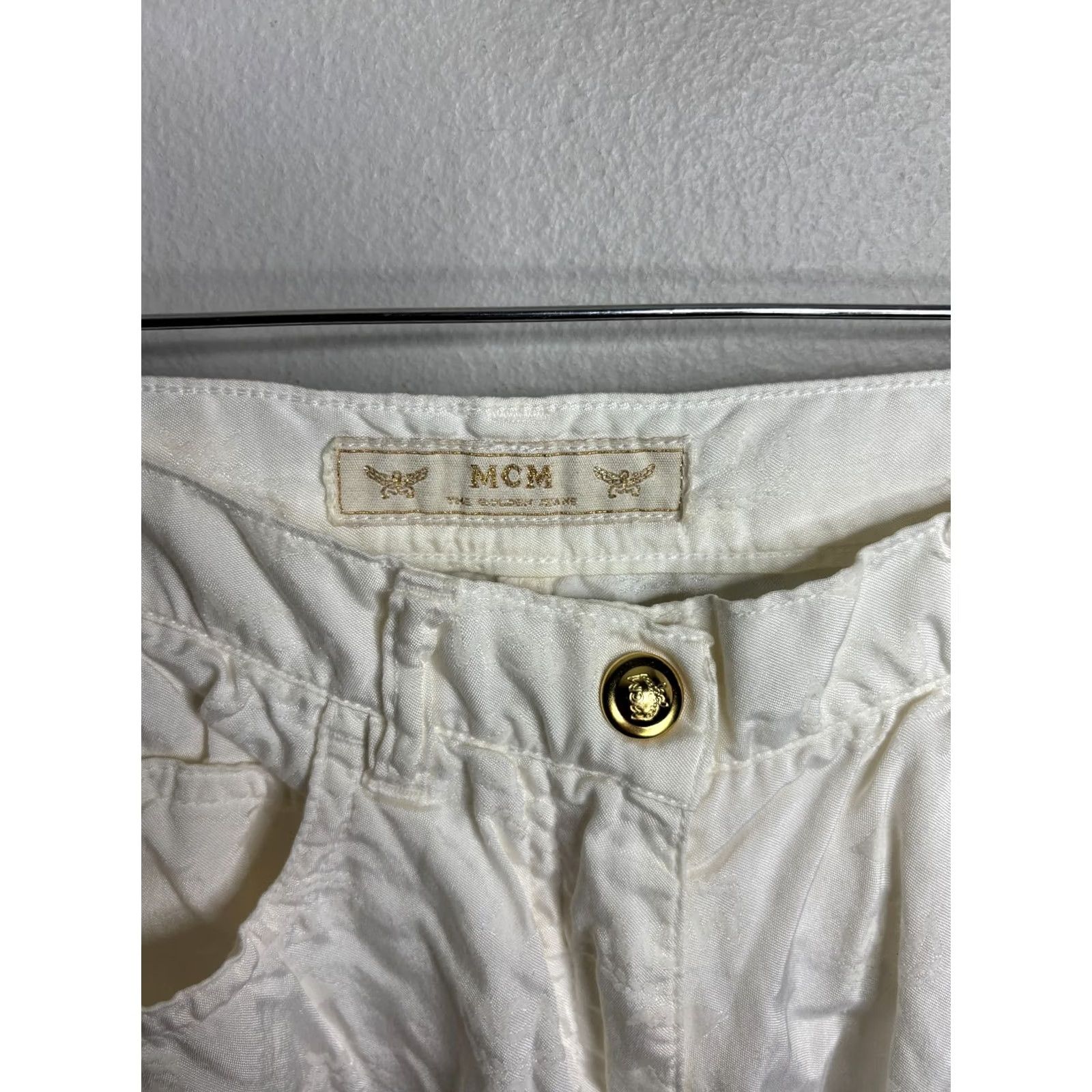 MCM MCM Monogram All-Over Pattern Casual Cotton Blend Pants Women's M 26in White 80s 90s Style Relaxed Straight Baggy? Size 32" / US 10 / IT 46 - 2 Thumbnail