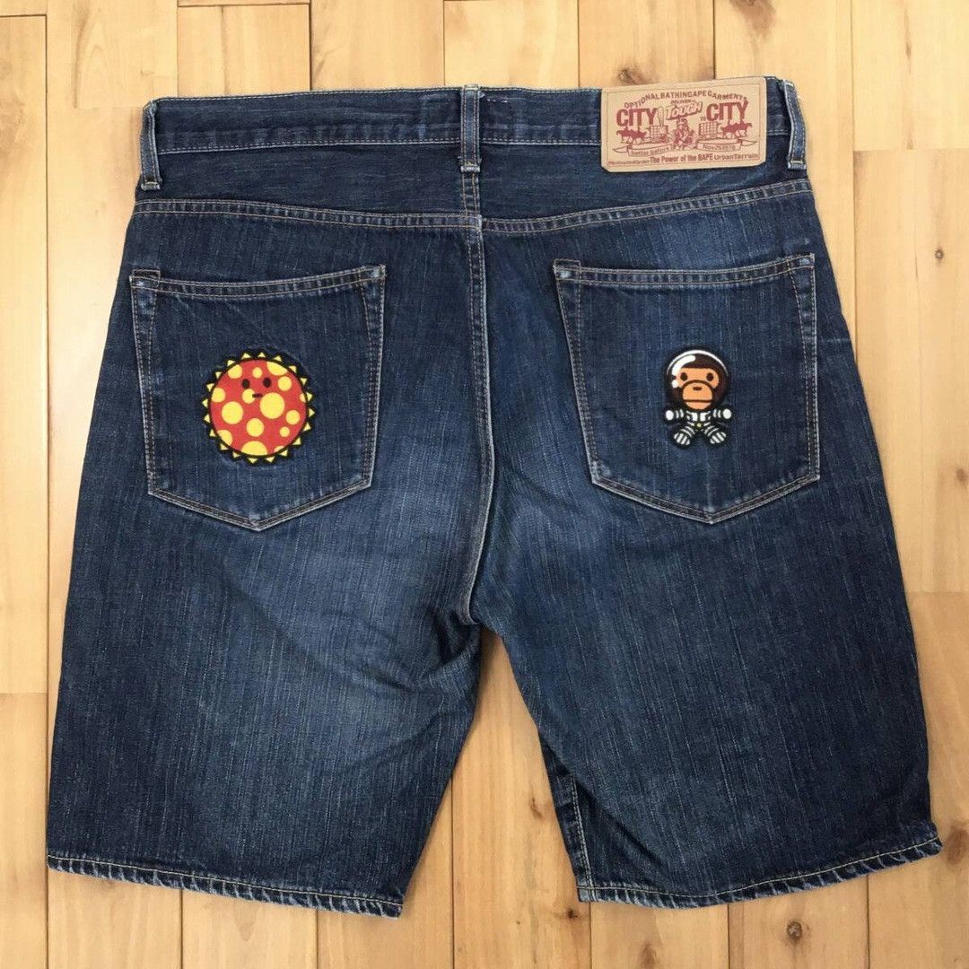 Bape BAPE Cosmos milo embroidered denim shorts APE NIGO ★size M Size US 32 / EU 48 - 1 Thumbnail