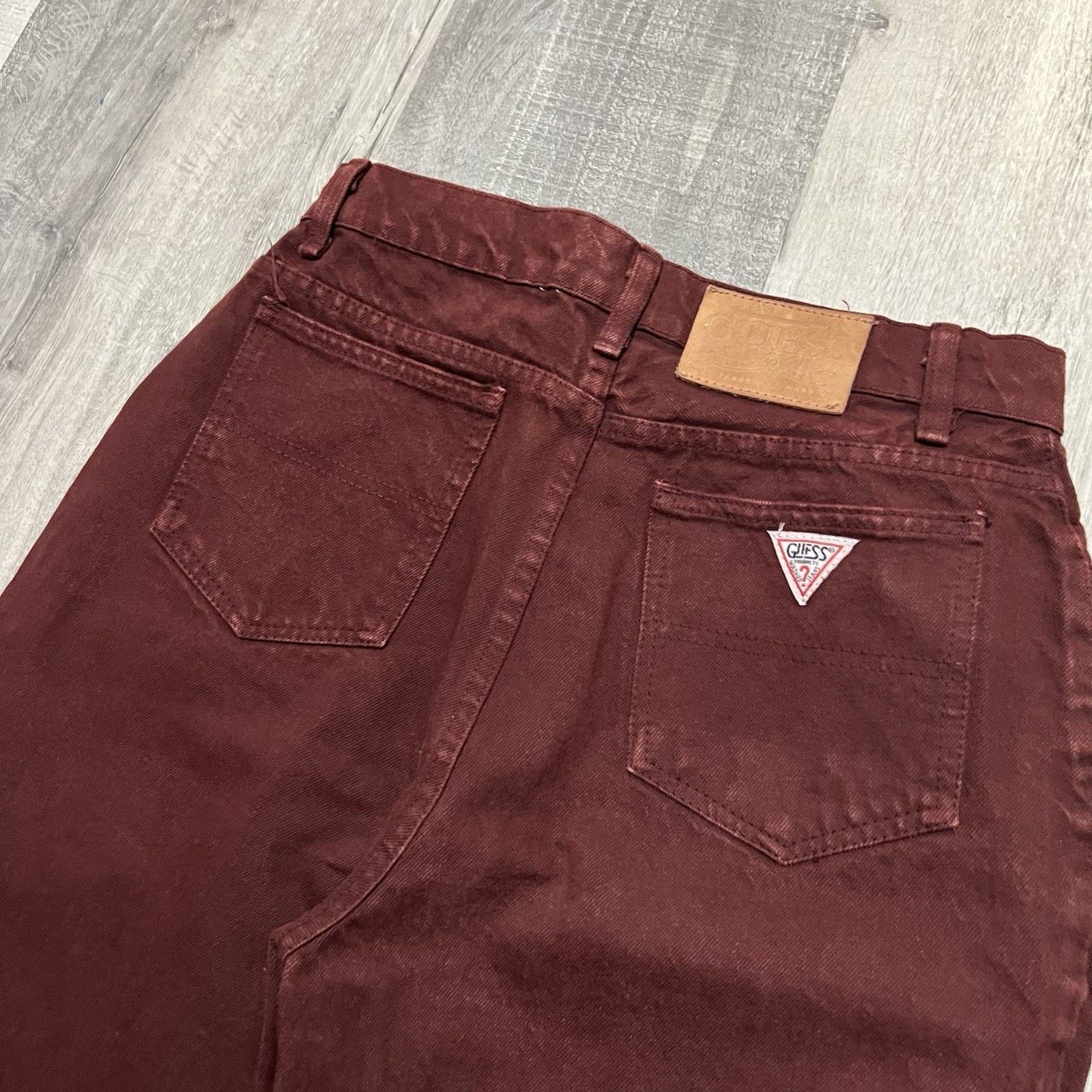Guess VTG Guess Georges Marciano Jeans Women's Dark Red Tapered Size 30" / US 8 / IT 44 - 3 Thumbnail