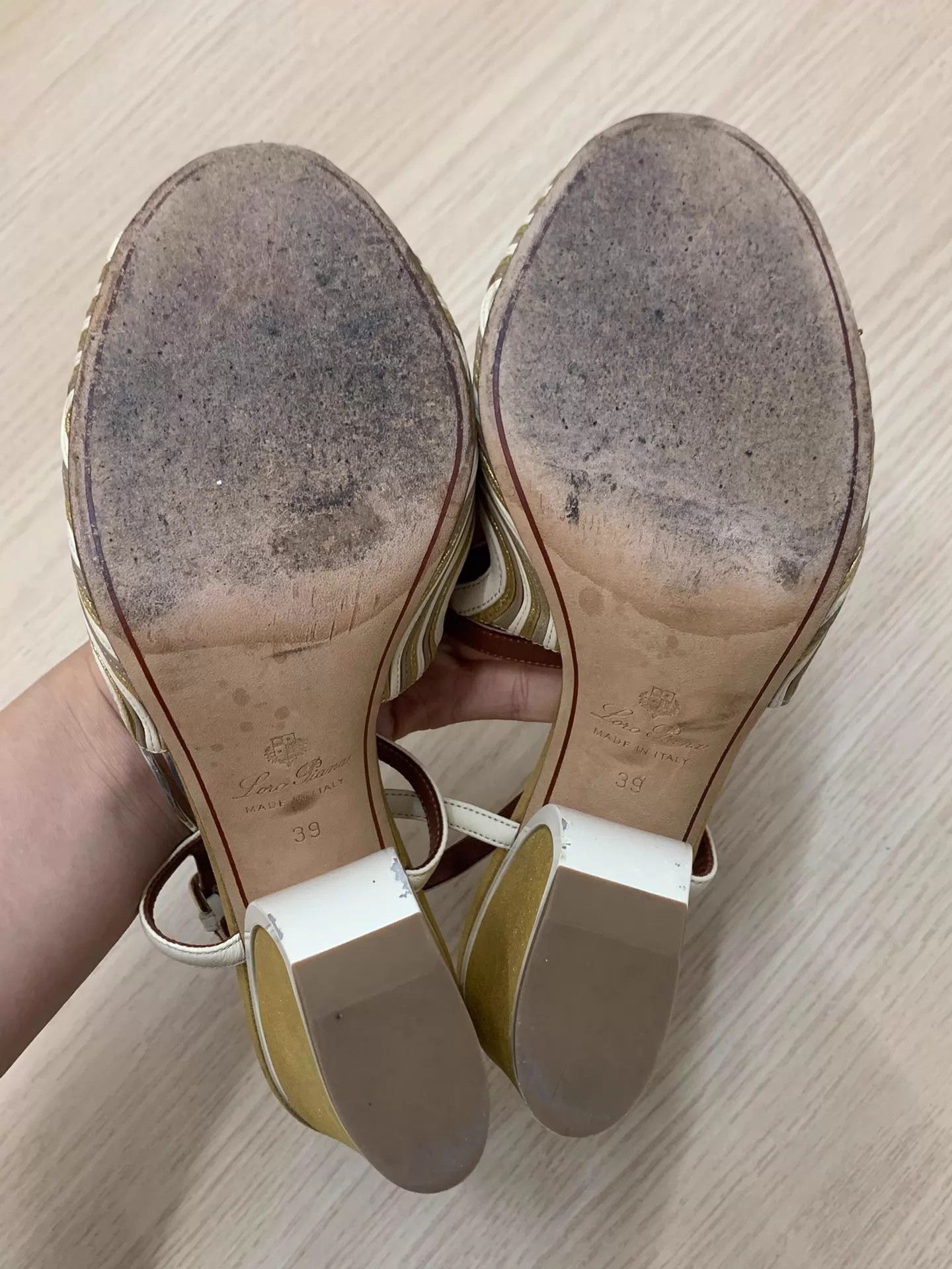 Loro Piana Loro Piana Gold & White High Heel Sandals 39 New Size US 8.5 / IT 38.5 - 4 Thumbnail