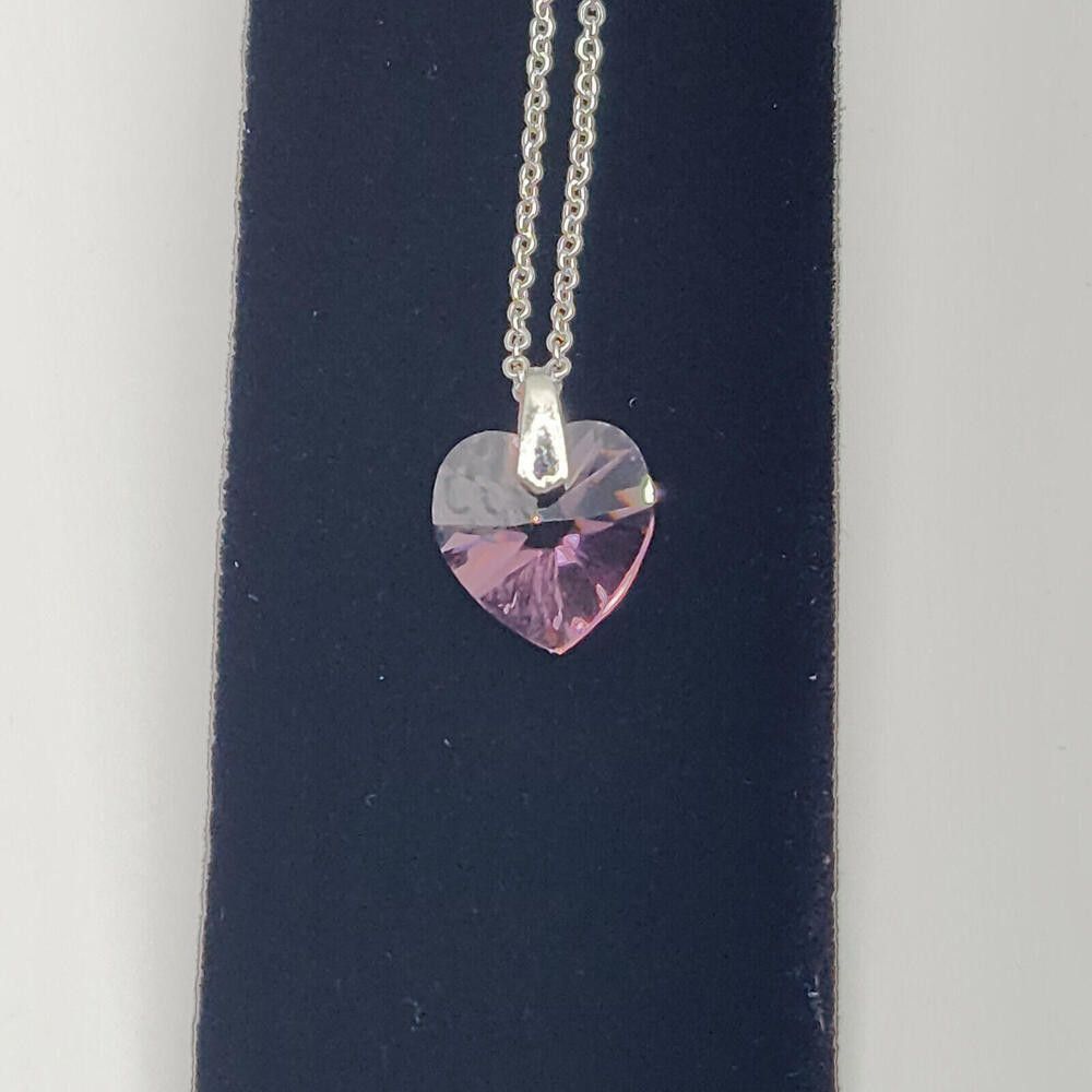 Designer Heart Necklace Made with Swarovski® Crystal - Pink Size ONE SIZE - 2 Thumbnail