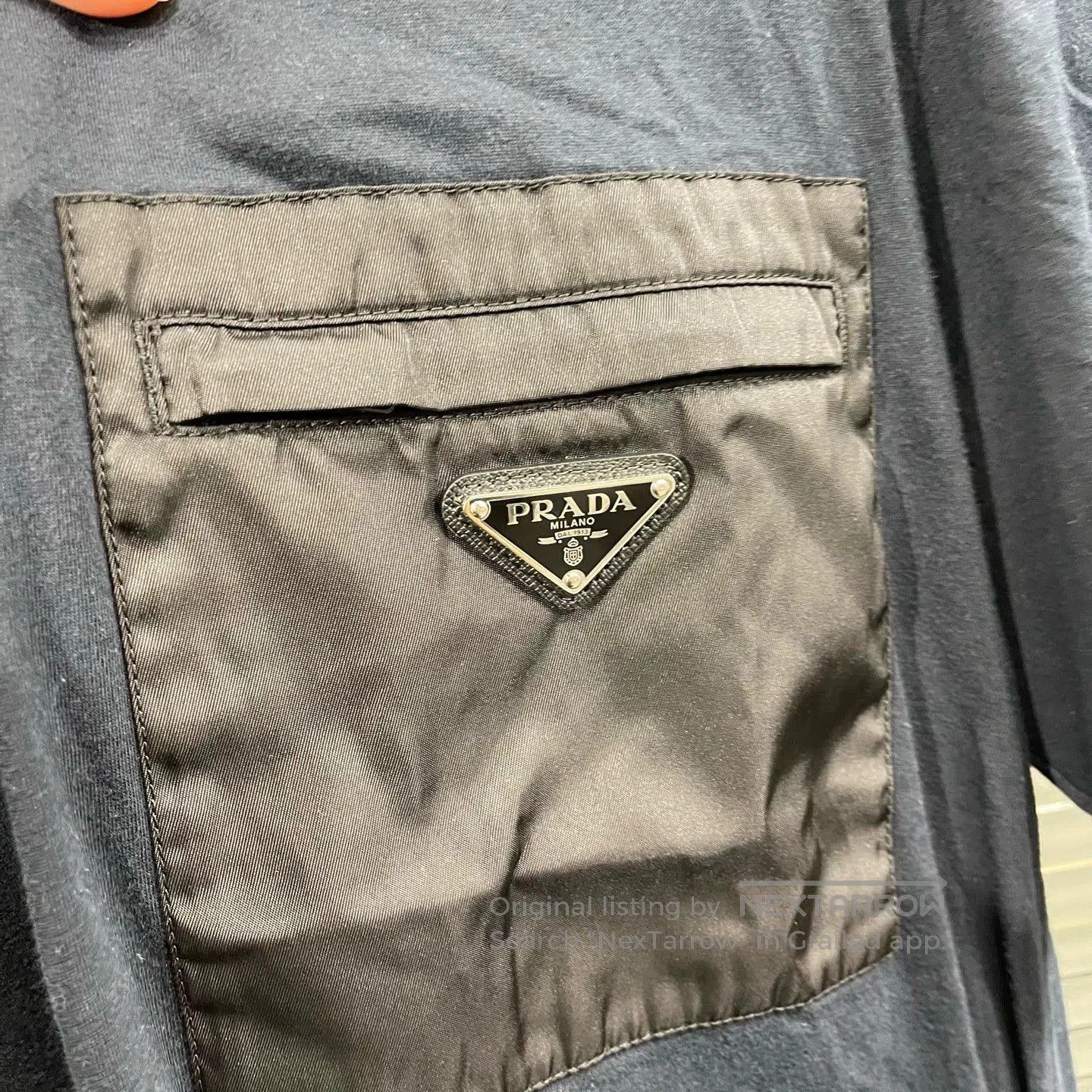 Prada Black Short Sleeve T-Shirt with Patch Pocket. Size US M / EU 48-50 / 2 - 4 Thumbnail