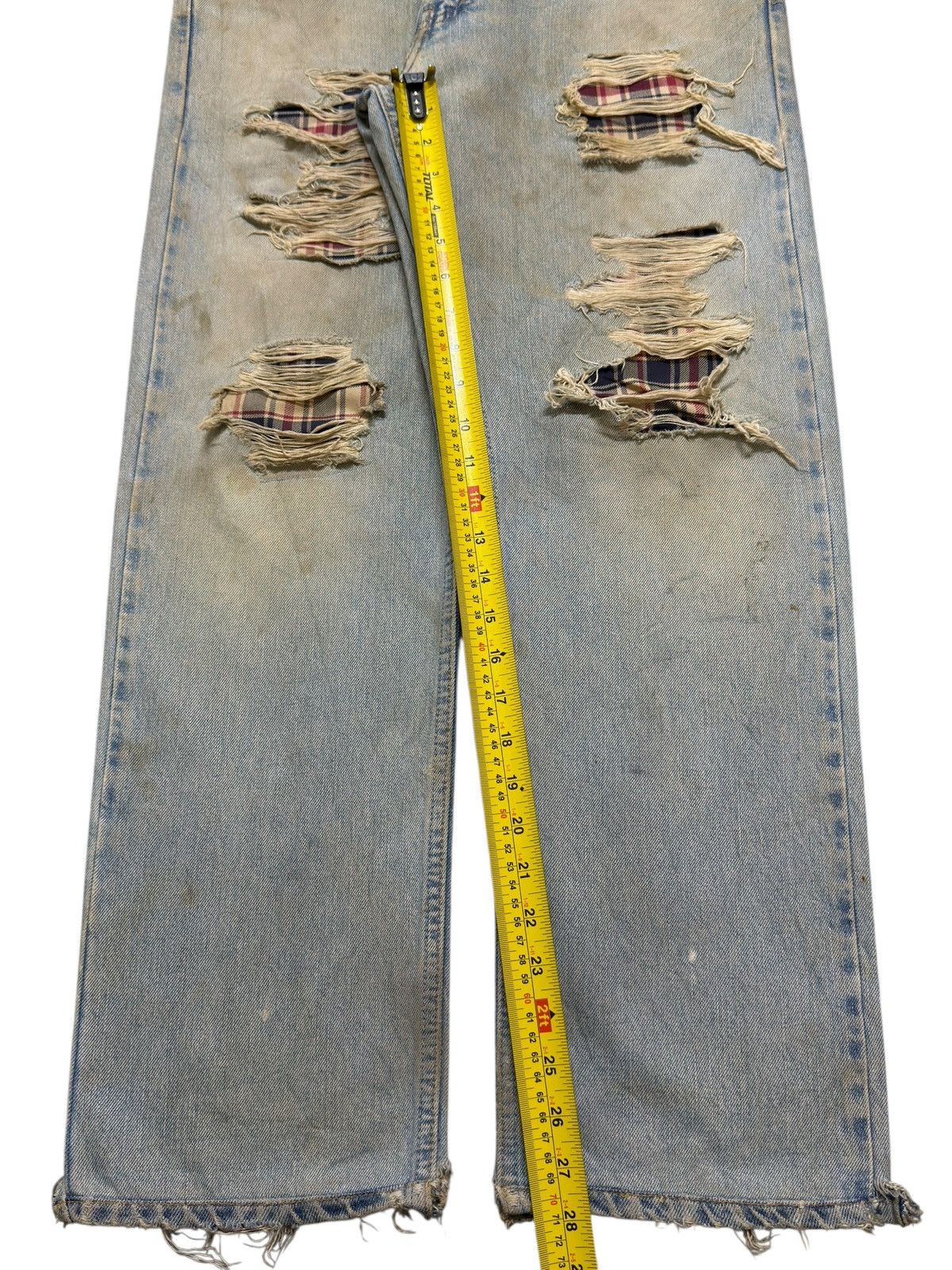 If Six Was Nine Vintage 90s Japanese Mud Wash Ripped Destroyed Straight Leg Size US 31 - 11 Thumbnail