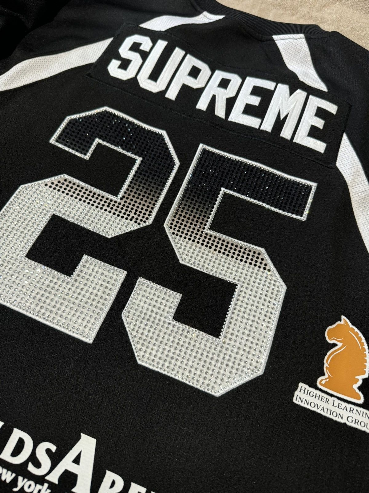Supreme Supreme Rhinestone Hockey Jersey Black | Grailed