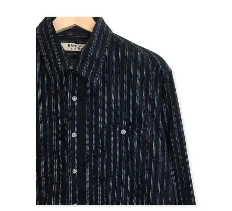 Kansai Yamamoto Kansai Jeans Stripe Design Flannel Shirt Button Up Size US L / EU 52-54 / 3 - 3 Thumbnail