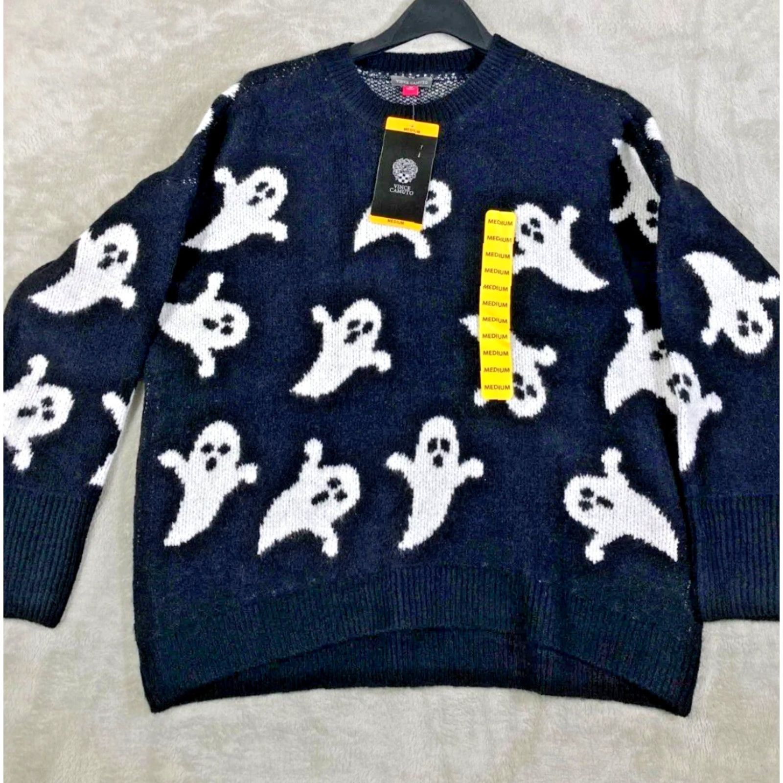 Vince Camuto Vince Camuto Pullover Halloween Ghost Knit Crew Neck Sweater Women M Black White NWT Size M / US 6-8 / IT 42-44 - 2 Thumbnail