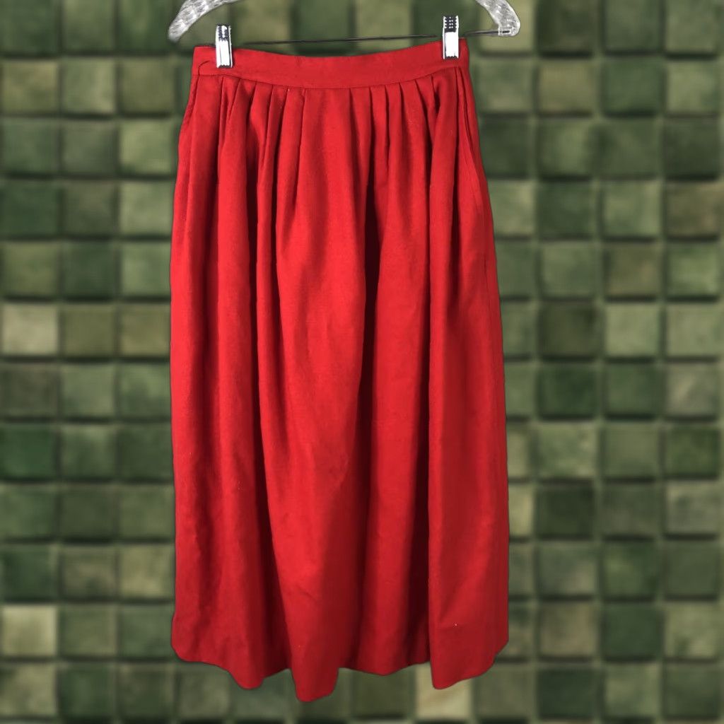 Vintage VINTAGE The Villager Skirt Womens Small Red Wool Blend Pleated Midi 80s Size 28" / US 6 / IT 42 - 1 Thumbnail
