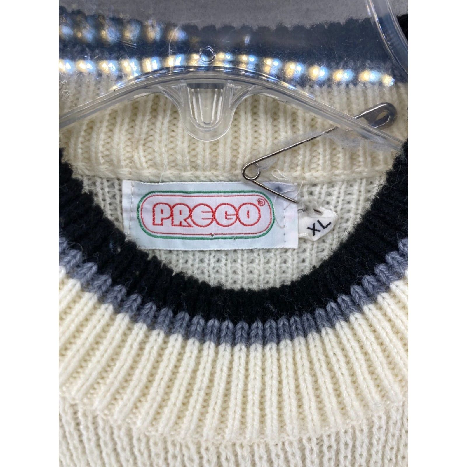 Vintage Prego Womens Sweater XL Blue Geometric Knit Crew Neck Pullover 80s 90s Vintage Size XL / US 12-14 / IT 48-50 - 5 Thumbnail