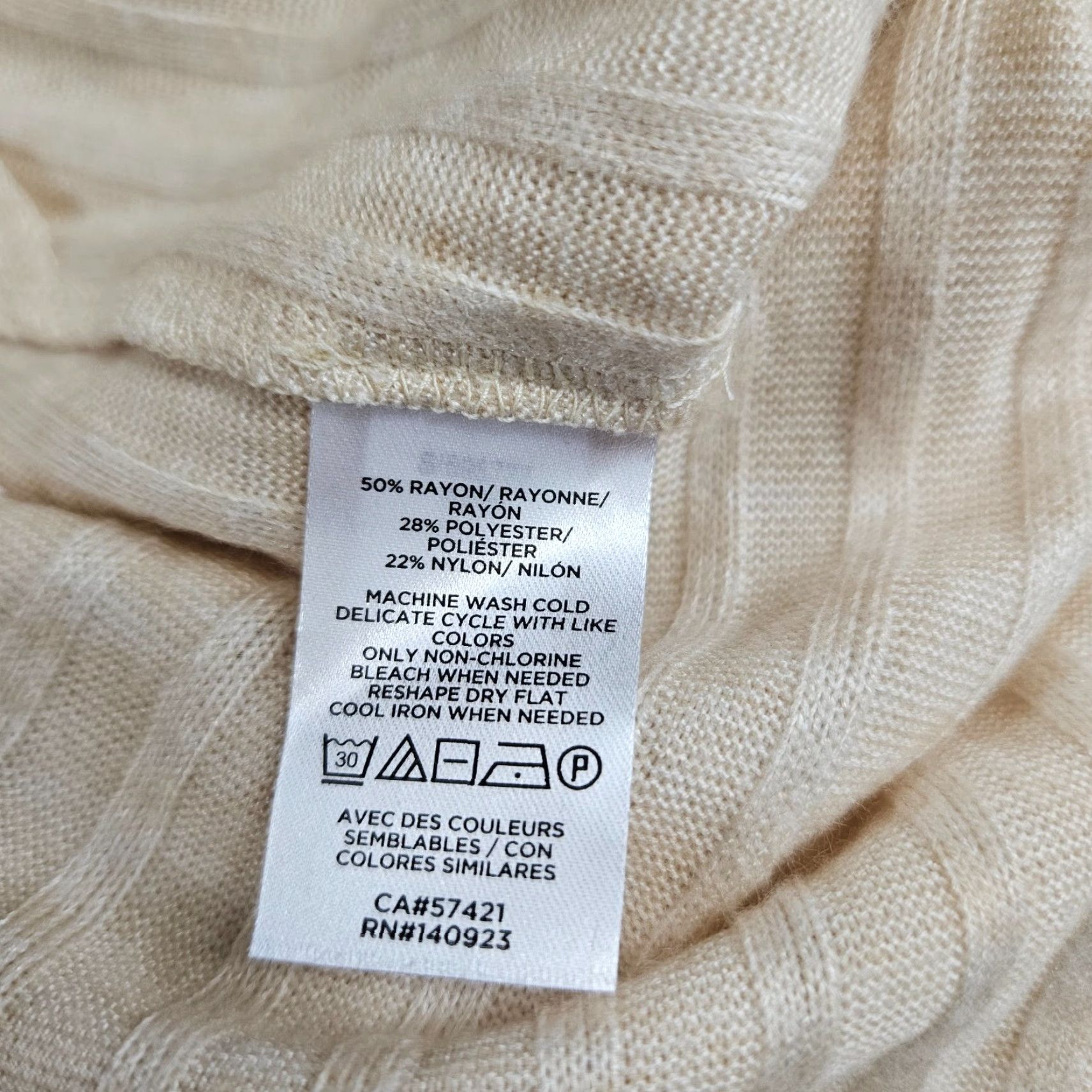 Loft Ann Taylor LOFT Womens Ribbed Top Blouse Size Large Ivory Long Sleeve Mock Neck Oversized Shirt Womens Size L / US 10 / IT 46 - 6 Thumbnail