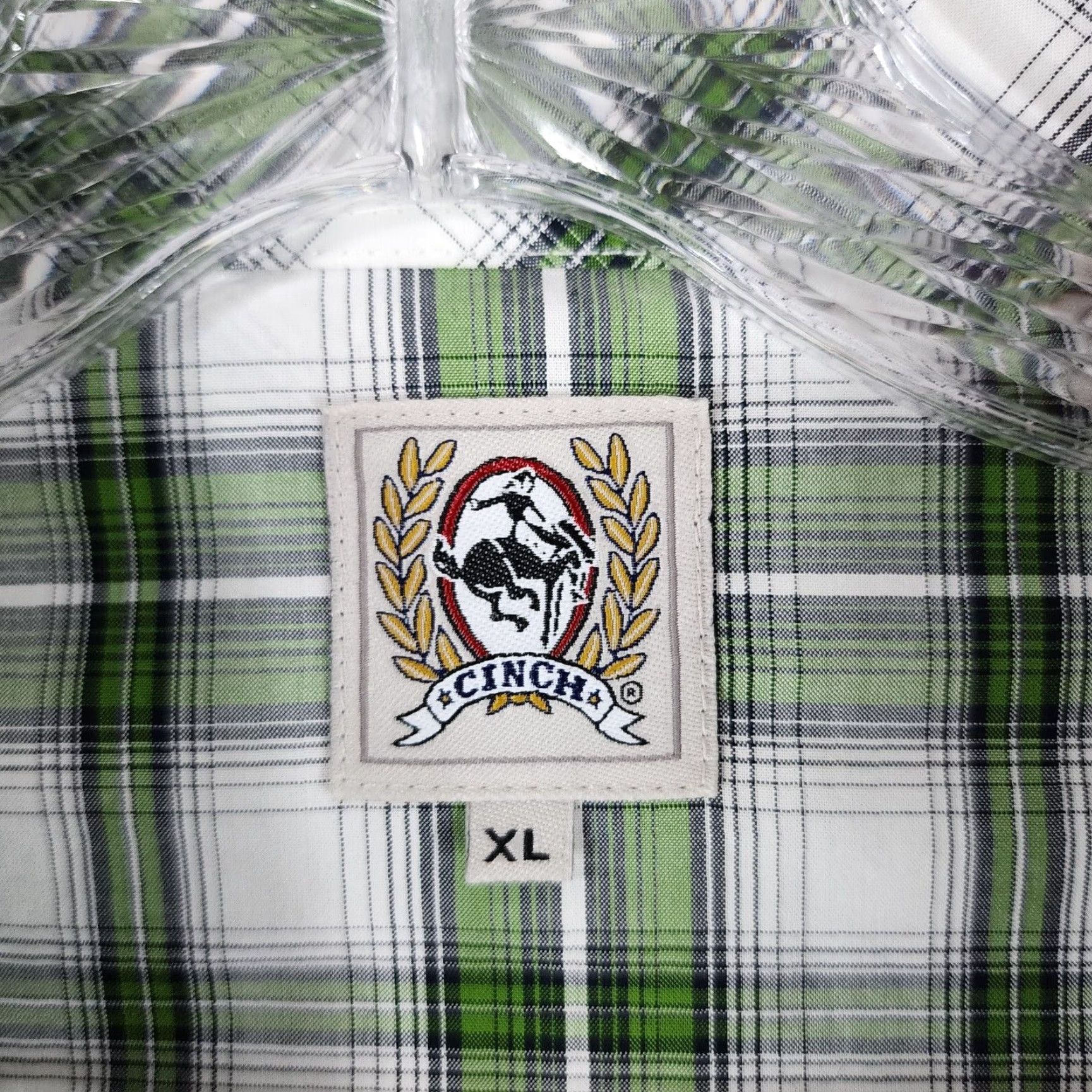 Vintage Cinch Plaid Button-Up Shirt Mens Long Sleeve Snap Closure Green White Size XL Size US XL / EU 56 / 4 - 4 Thumbnail