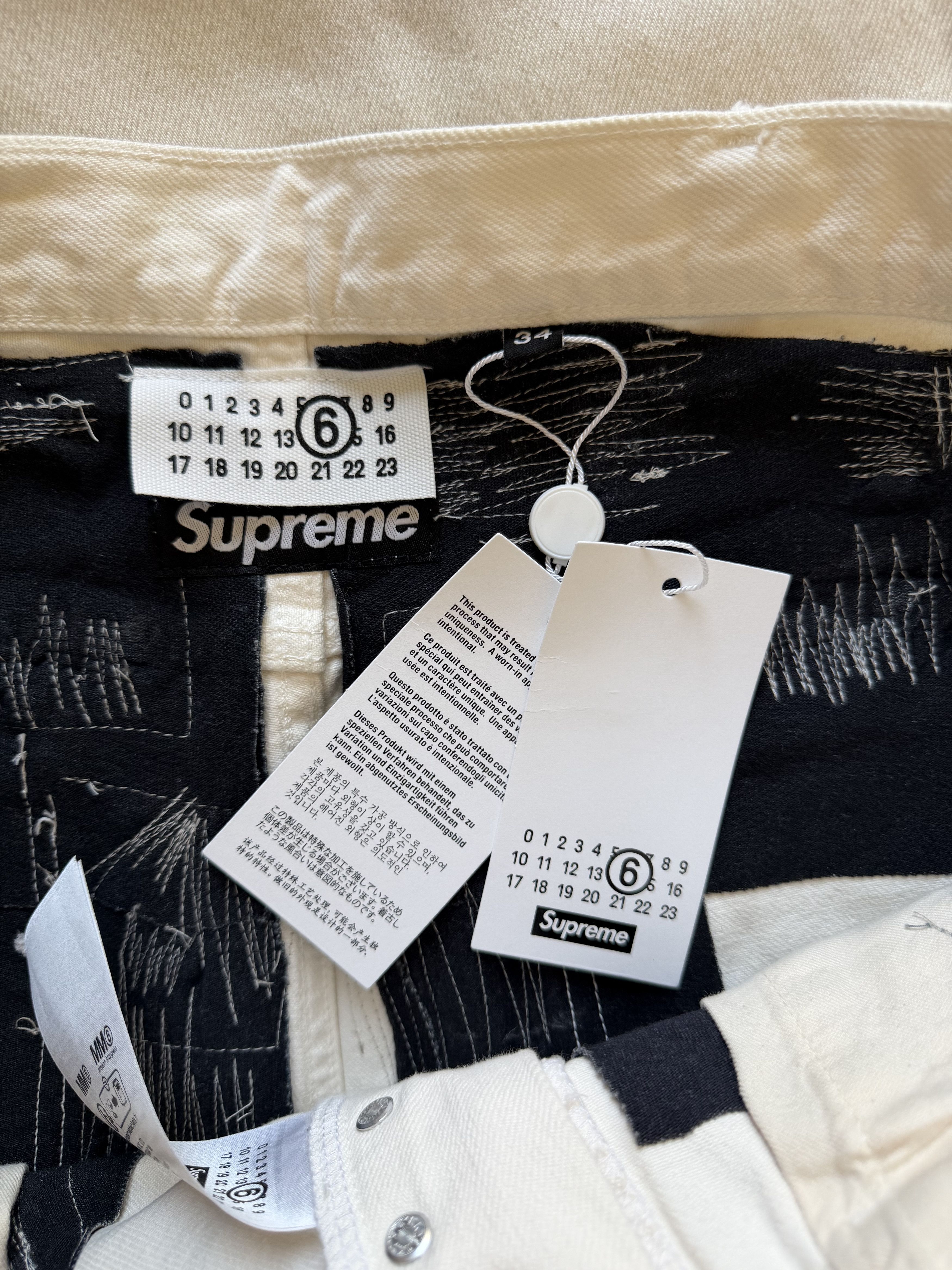 Maison Margiela × Supreme Supreme MM6 Maison Margiela Distressed Loose Fit Jeans White Size US 34 / EU 50 - 8 Thumbnail