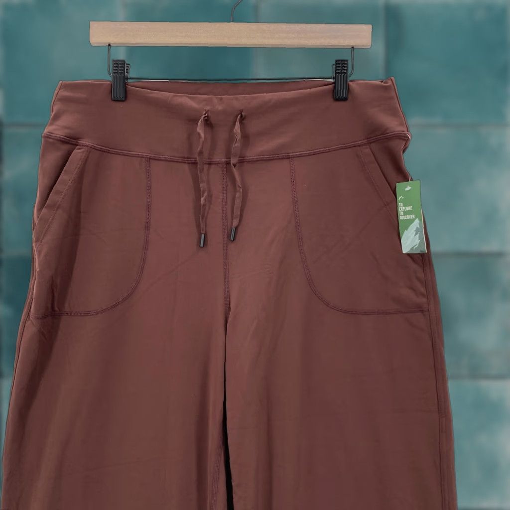 Vintage Willit Pants Womens XL Brown Wide-Leg Yoga Lounge Drawstring Pockets Athletic Size 40" / US 18 - 1 Thumbnail