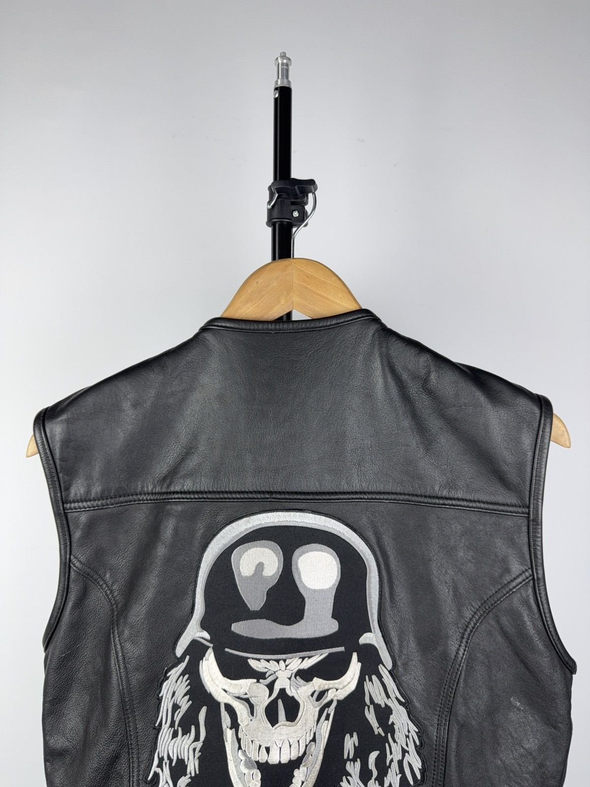 Vintage Real LEATHERICK Leather Biker Moto Racing Vest Skull Patch Size US S / EU 44-46 / 1 - 9 Thumbnail